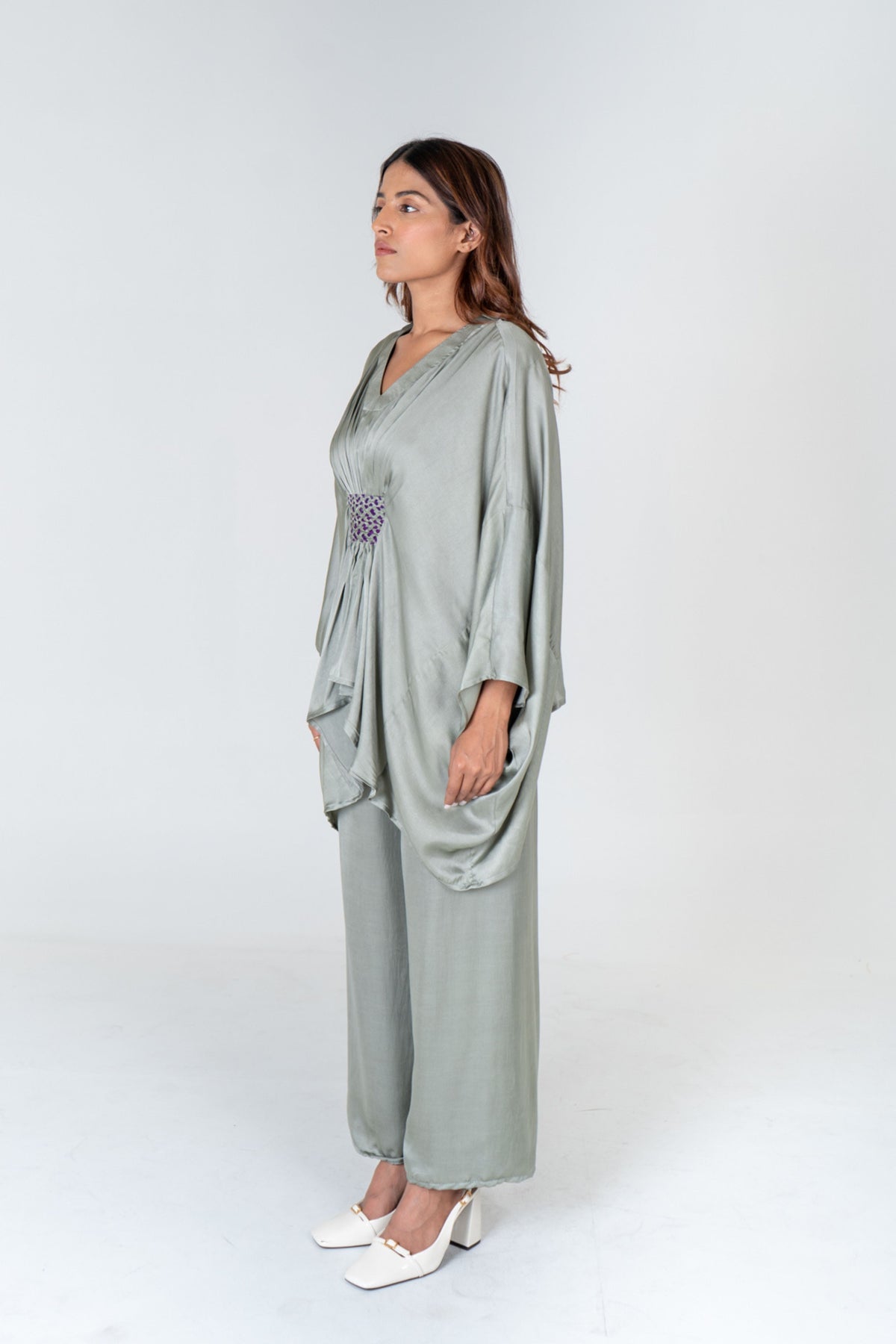 Green-purple Kaftan Co-rd Set