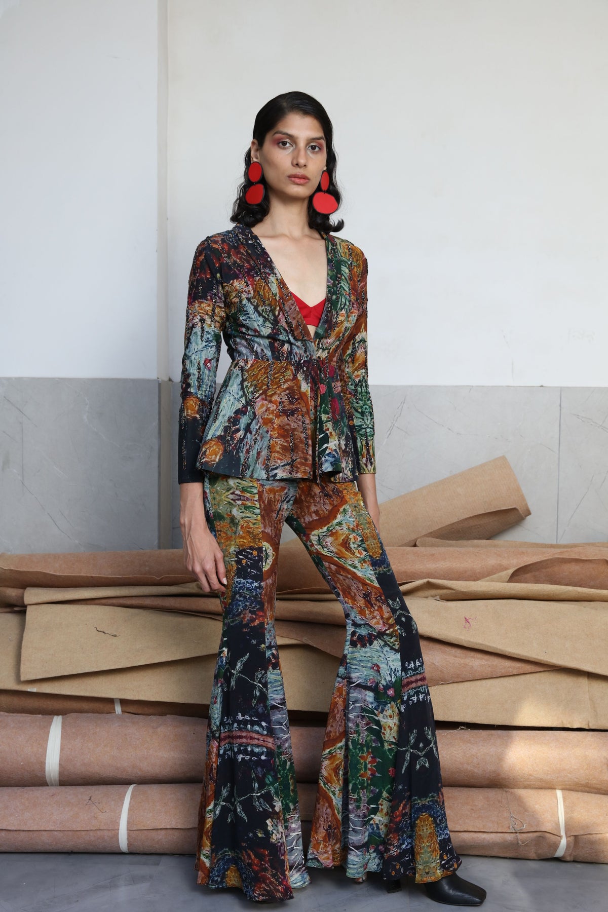 Multicolour Digital Embroidered Sharara Set