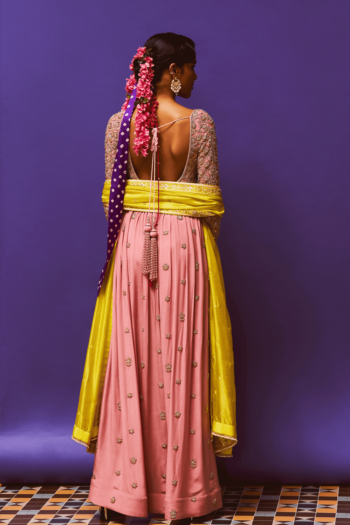 Rose Pink Embroidered Anarkali Set