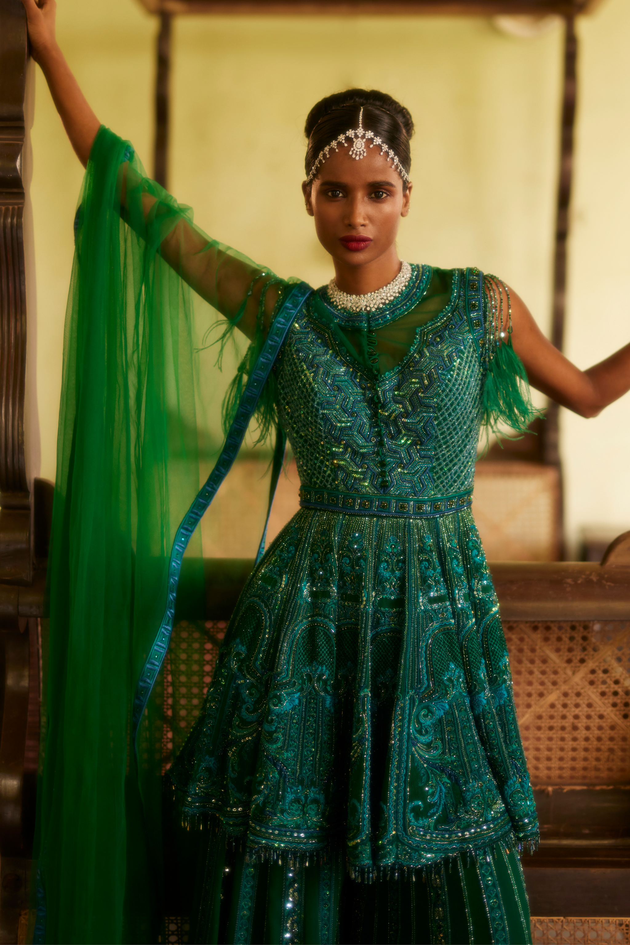 Eeksha - Green Sharara Set - Elahe Eeksha - Green Sharara Set - Elahe