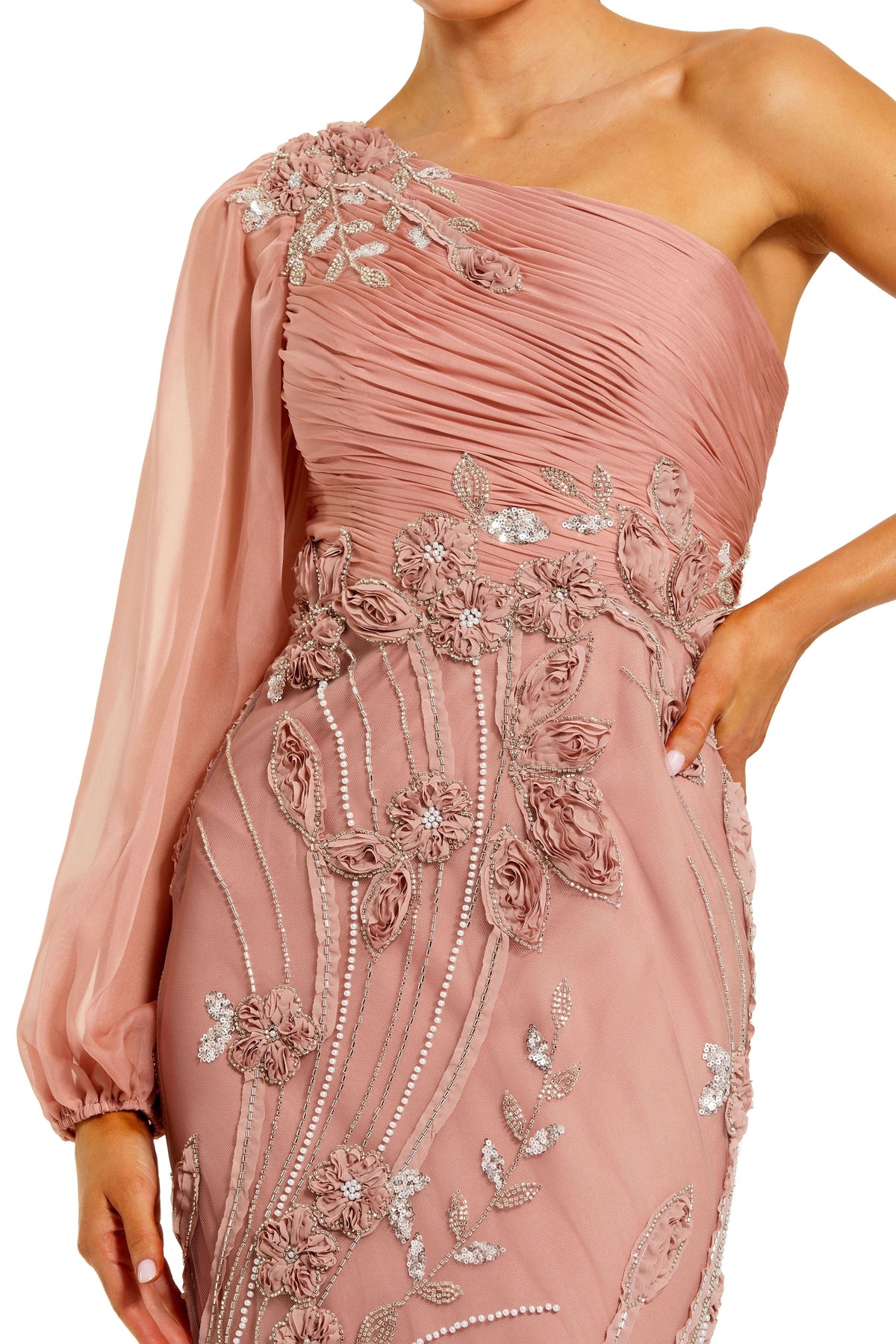 Pink Chiffon Embellished Gown