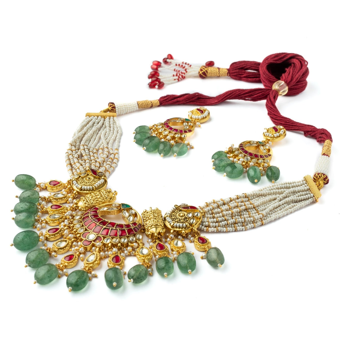 Green Kundan Polki Set