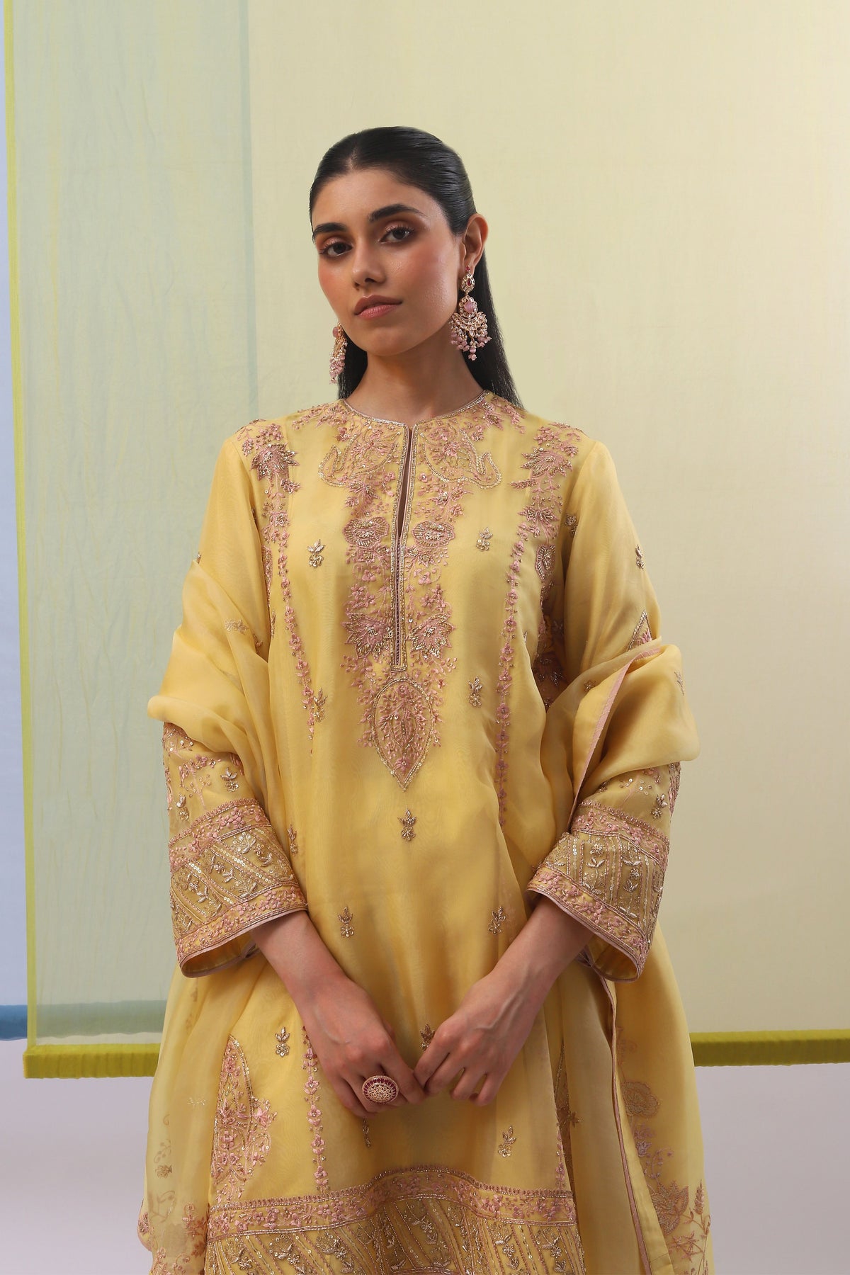 Yellow Mahiz Long Kurta Set