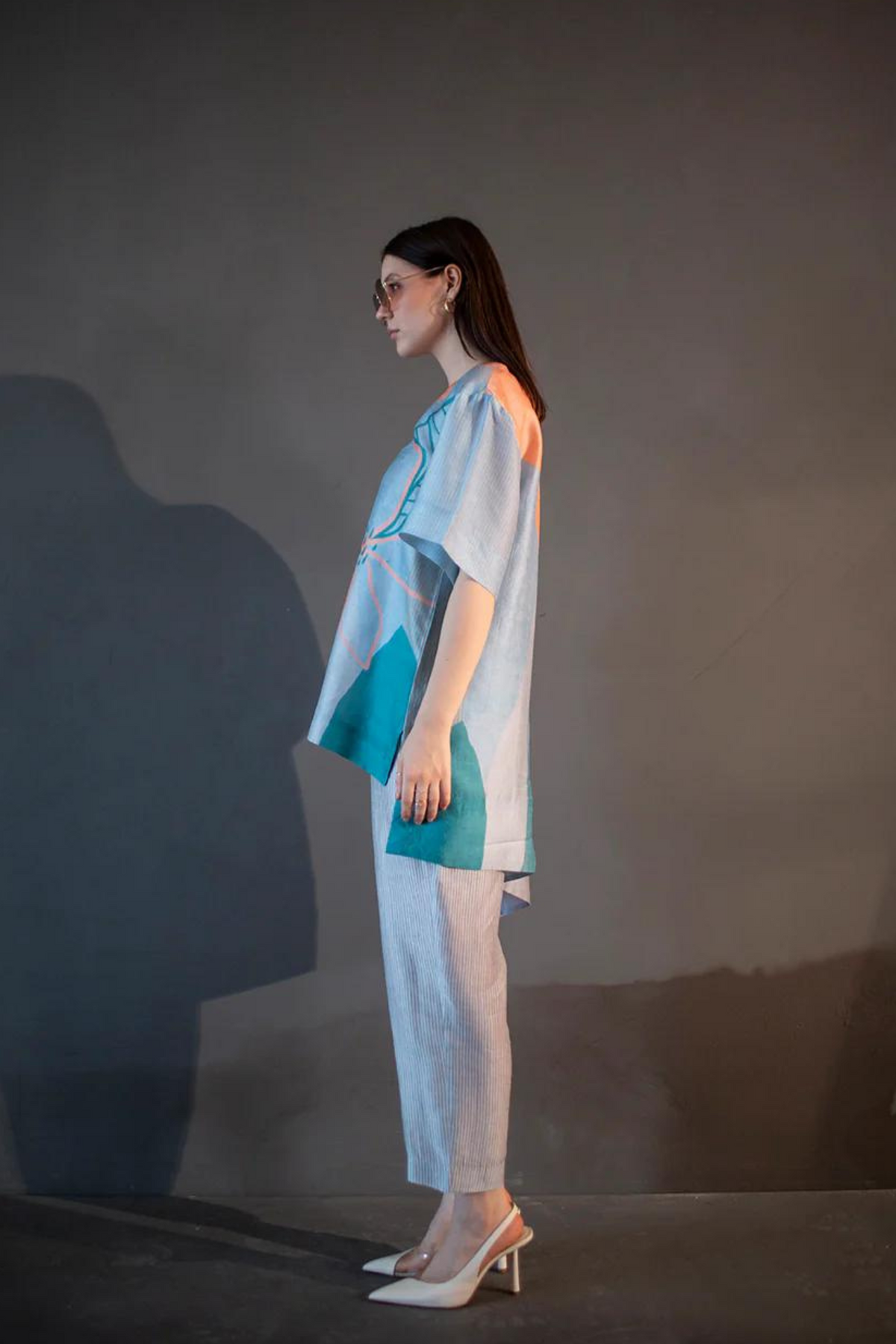 Blue Abstract Geometric Tunics Set