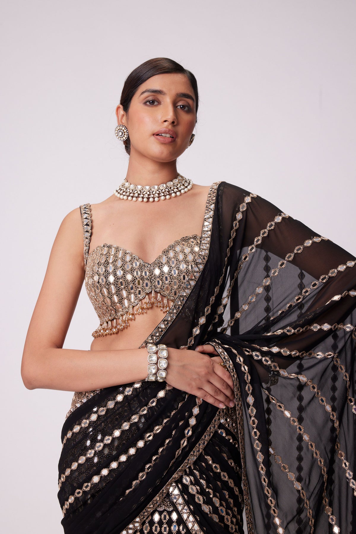 Black Saree Set