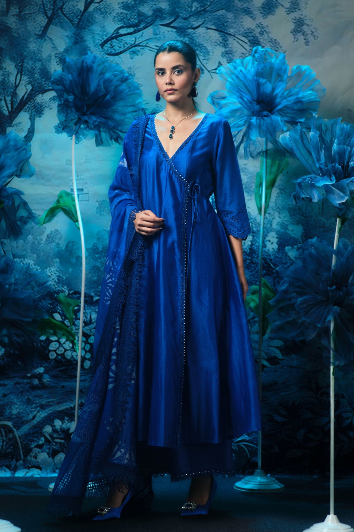Indigo Anarkali Set