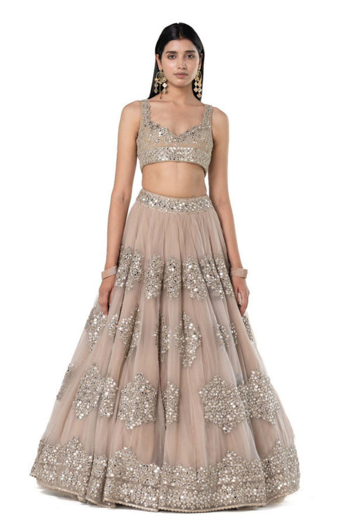 Organza Lehenga Set in Moon Grey Shade