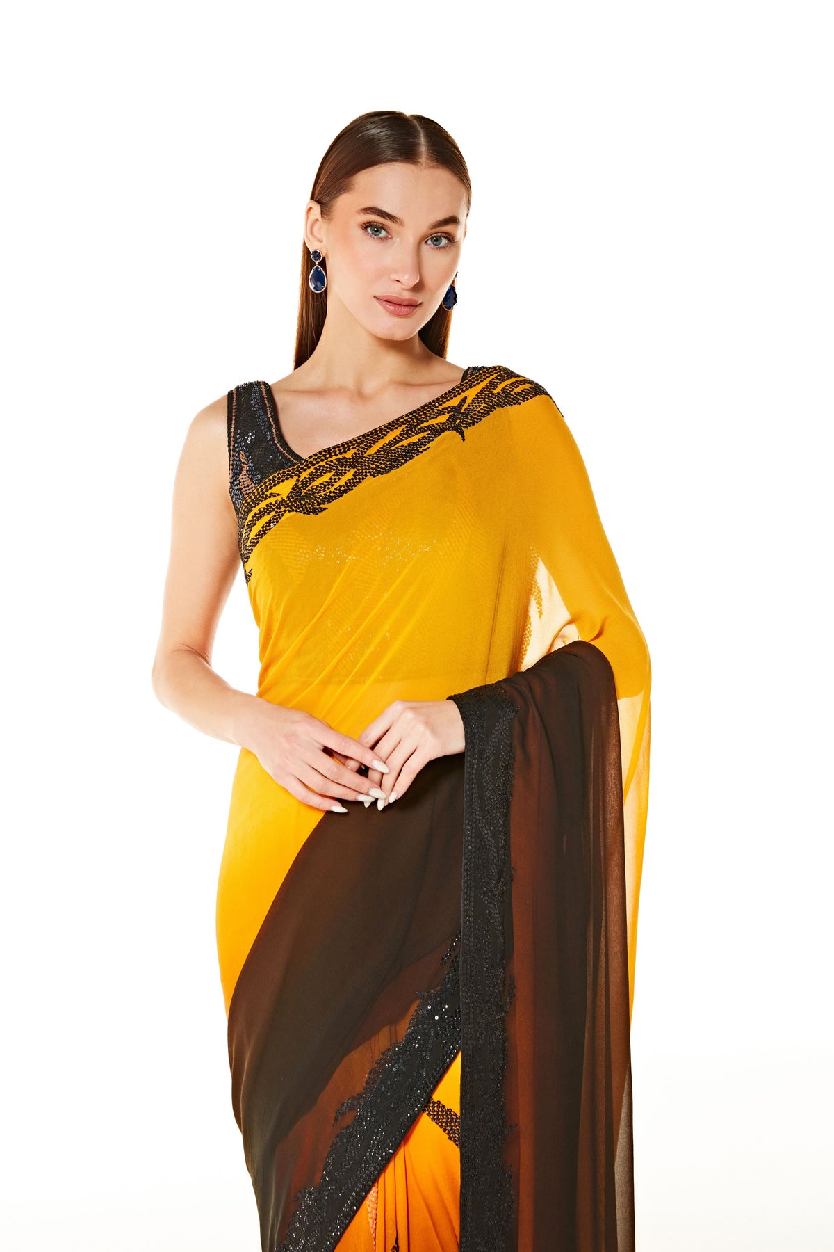 Zaynab Orange Saree Set