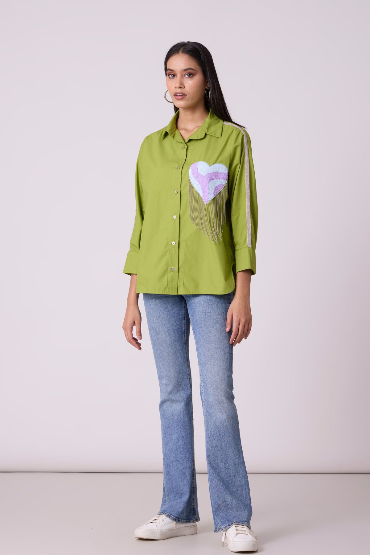 Emille Applique Matcha Green Shirt