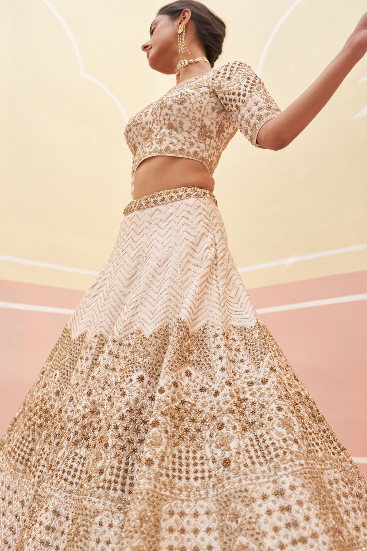 Ivory Raw Silk Lehenga Set