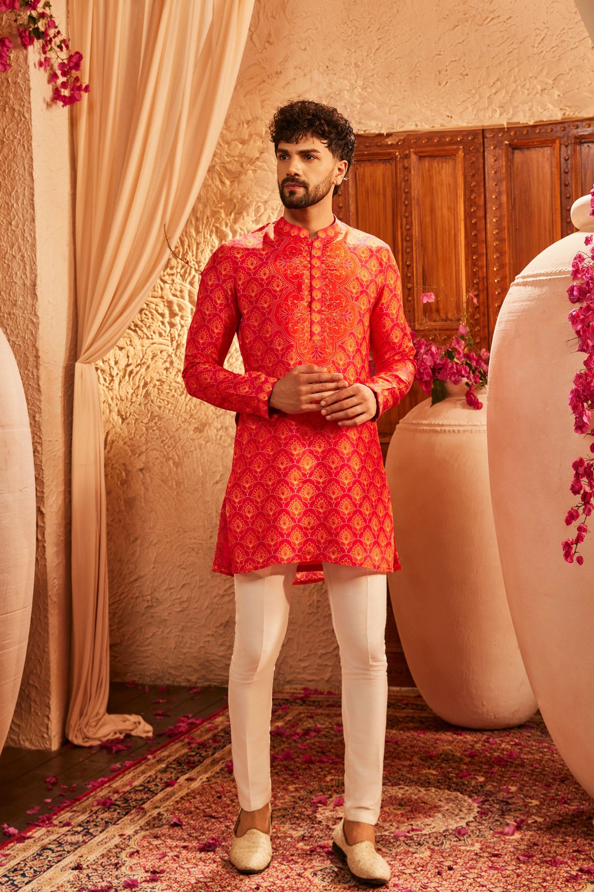 Eric Warm Orange Mens Kurta