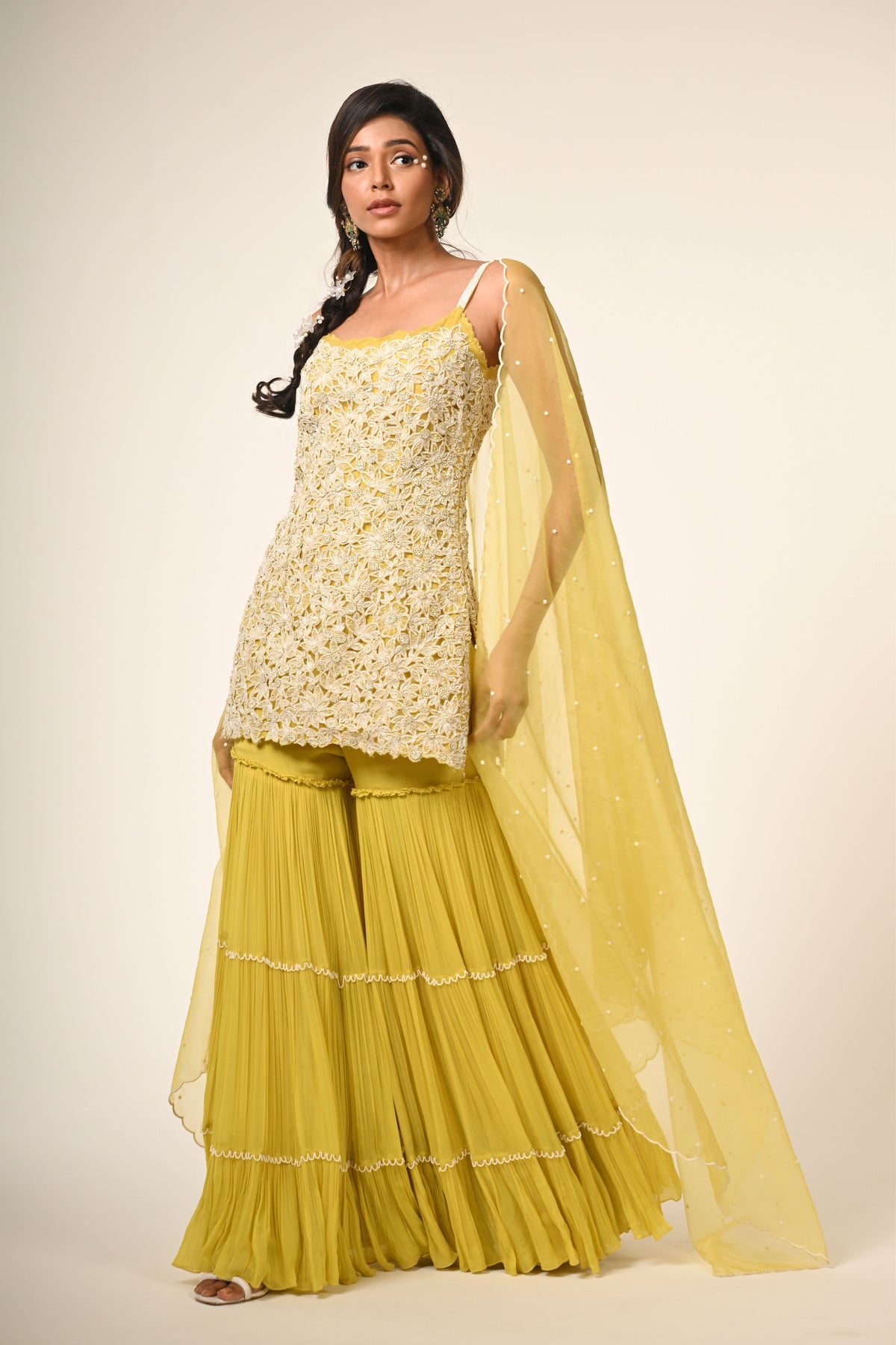 Floral Cutwork Sharara Set