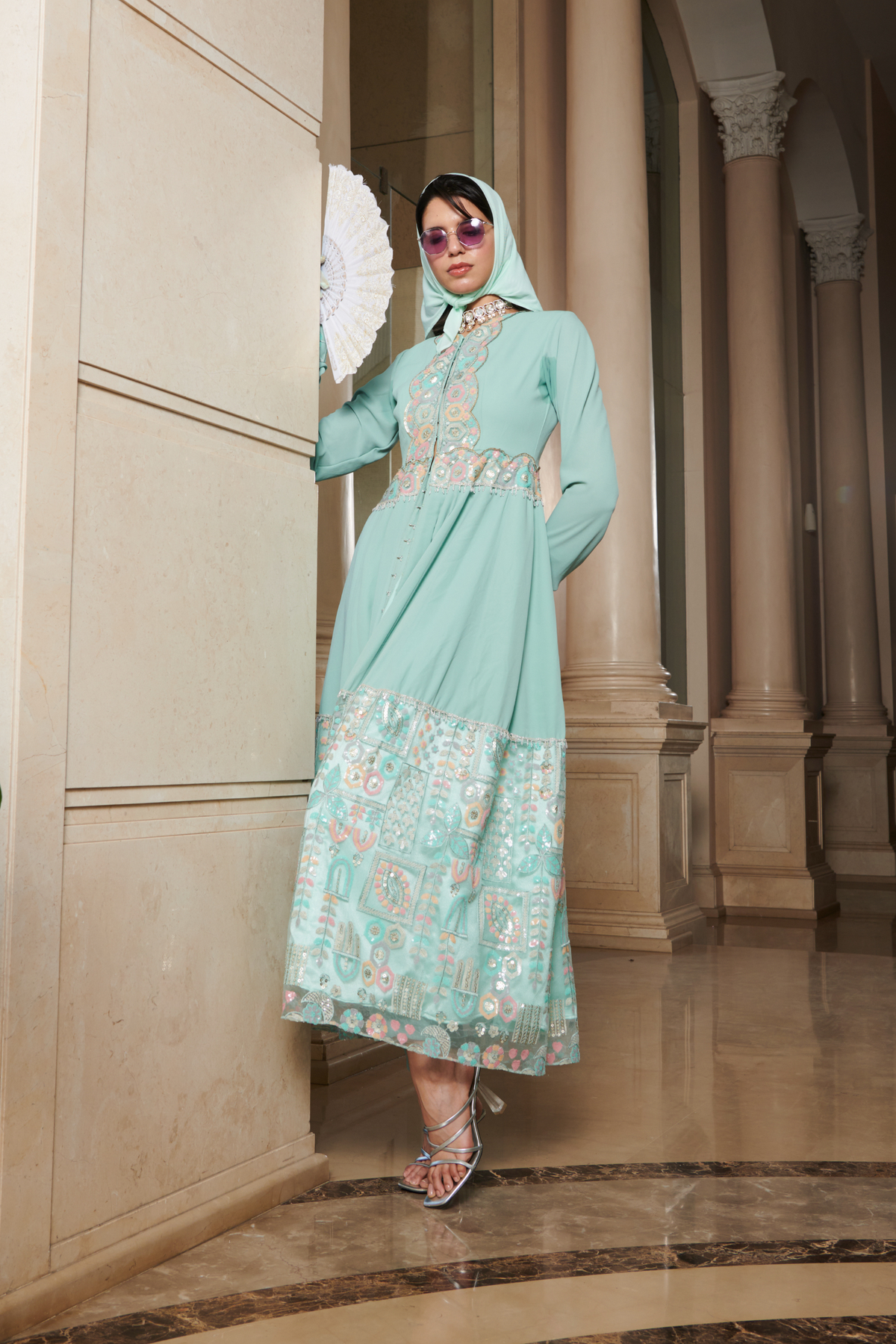 Blue Motif Anarkali