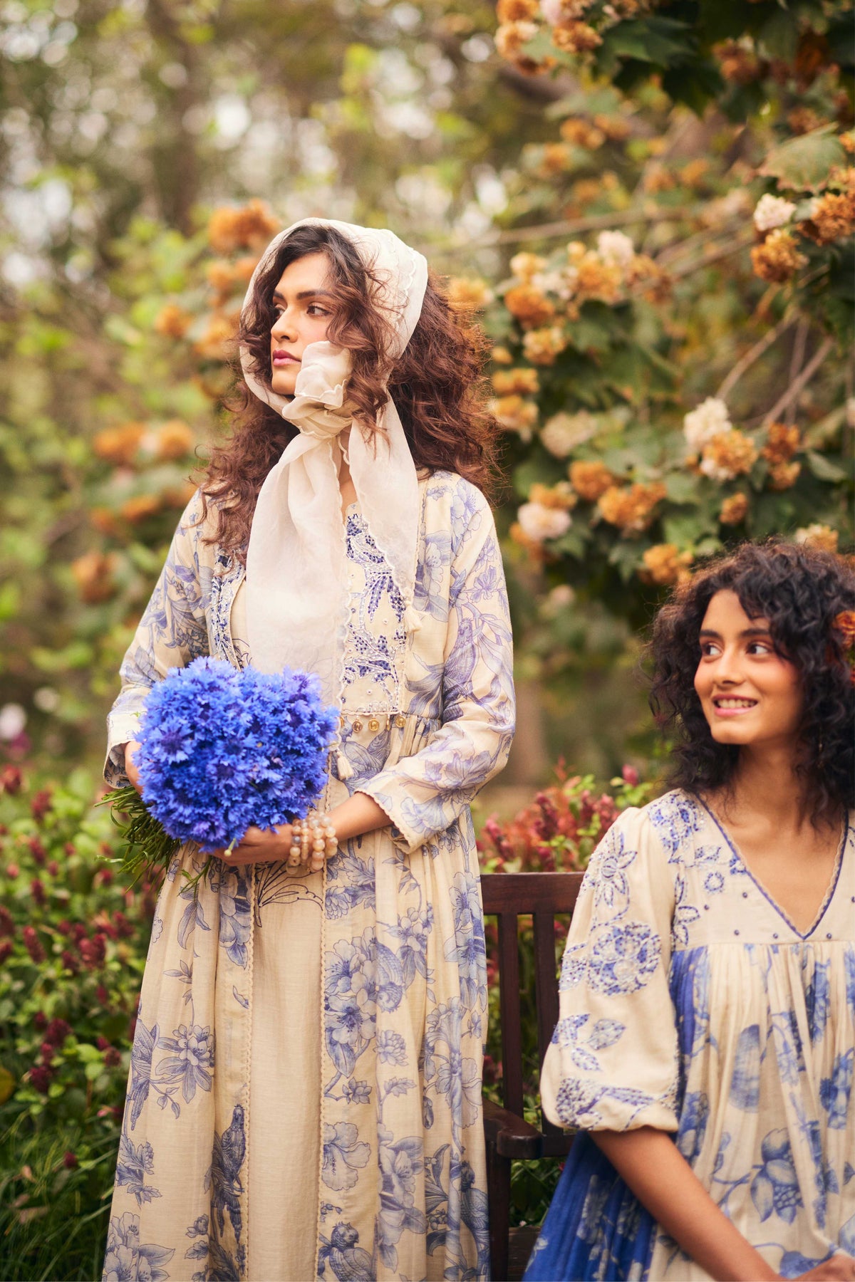 Blue and Ivory Jacket Set