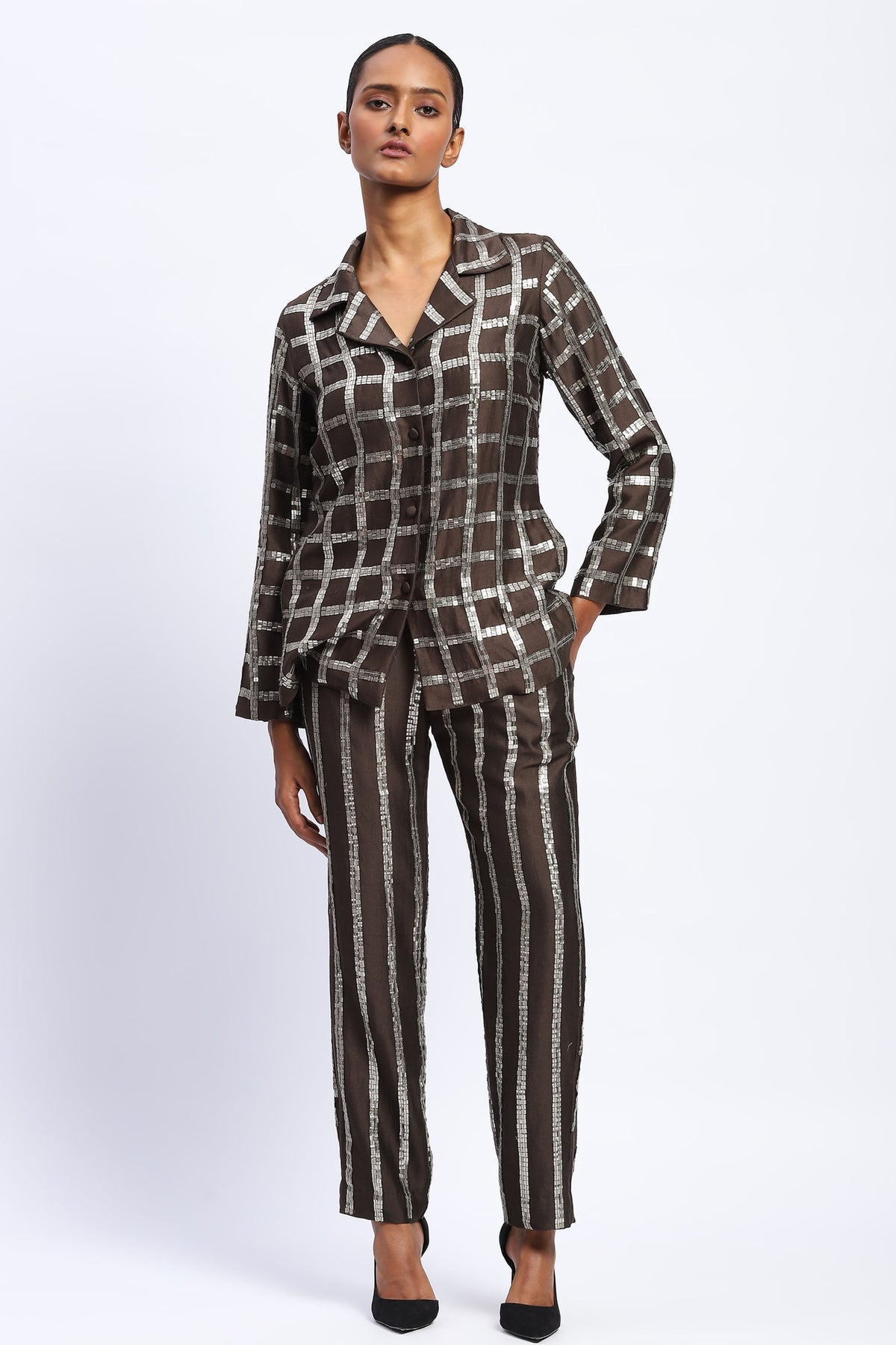 Sequin Windowpane Jacket