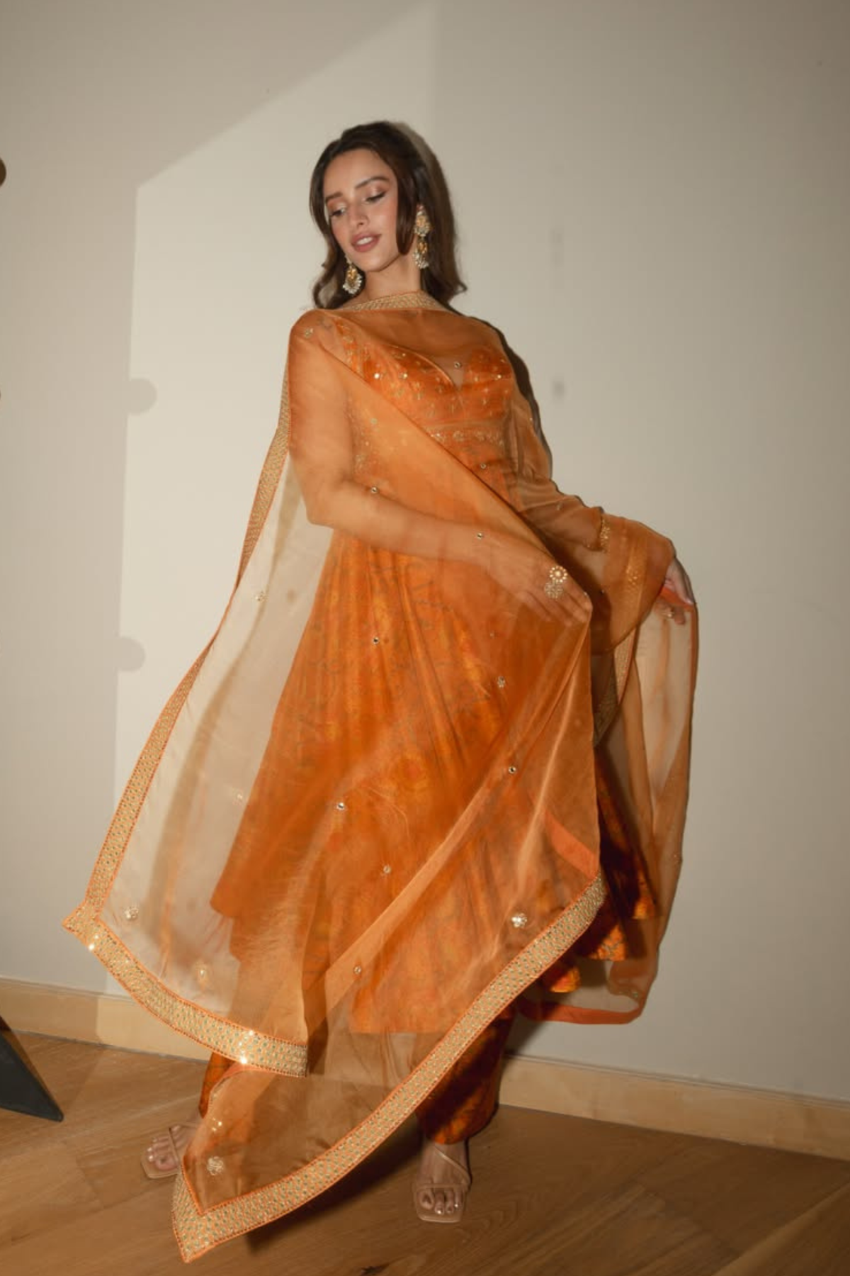 Burnt Orange Anarkali Set
