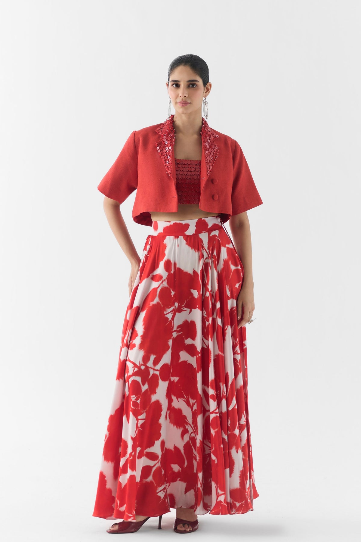 Red Ink Skirt Set