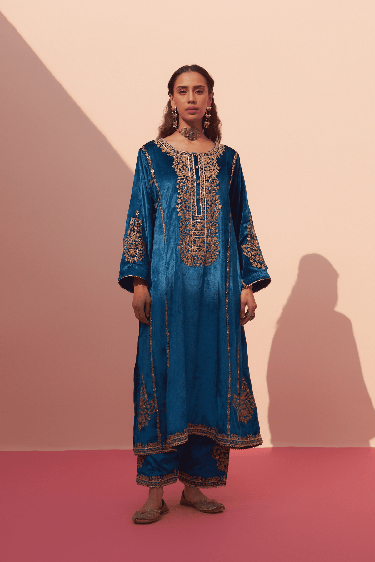Blue Velvet Choga Set
