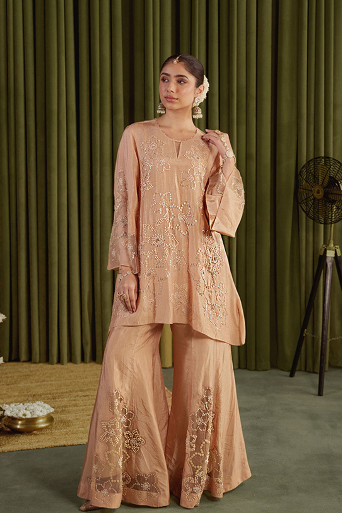 Gold Embroidered Sharara Set