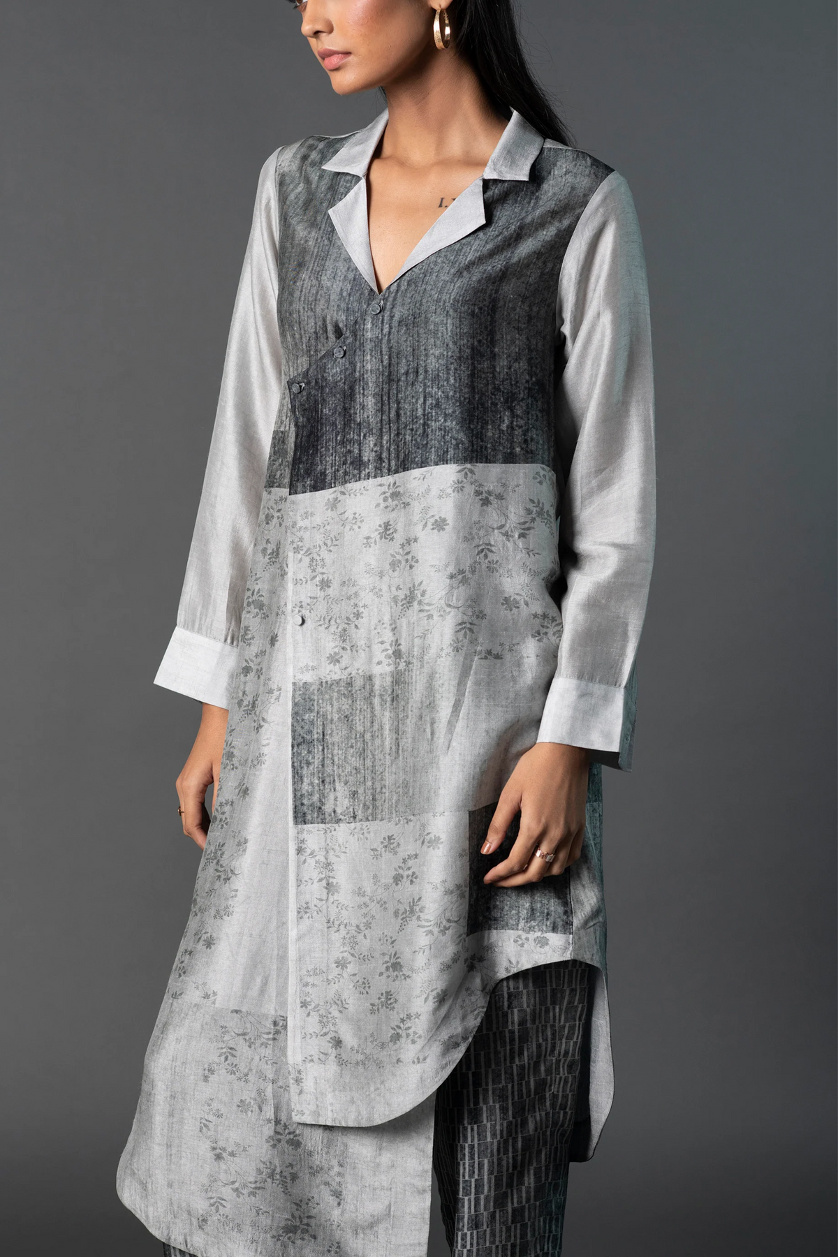 Black Silver Assymetric Tunic Set