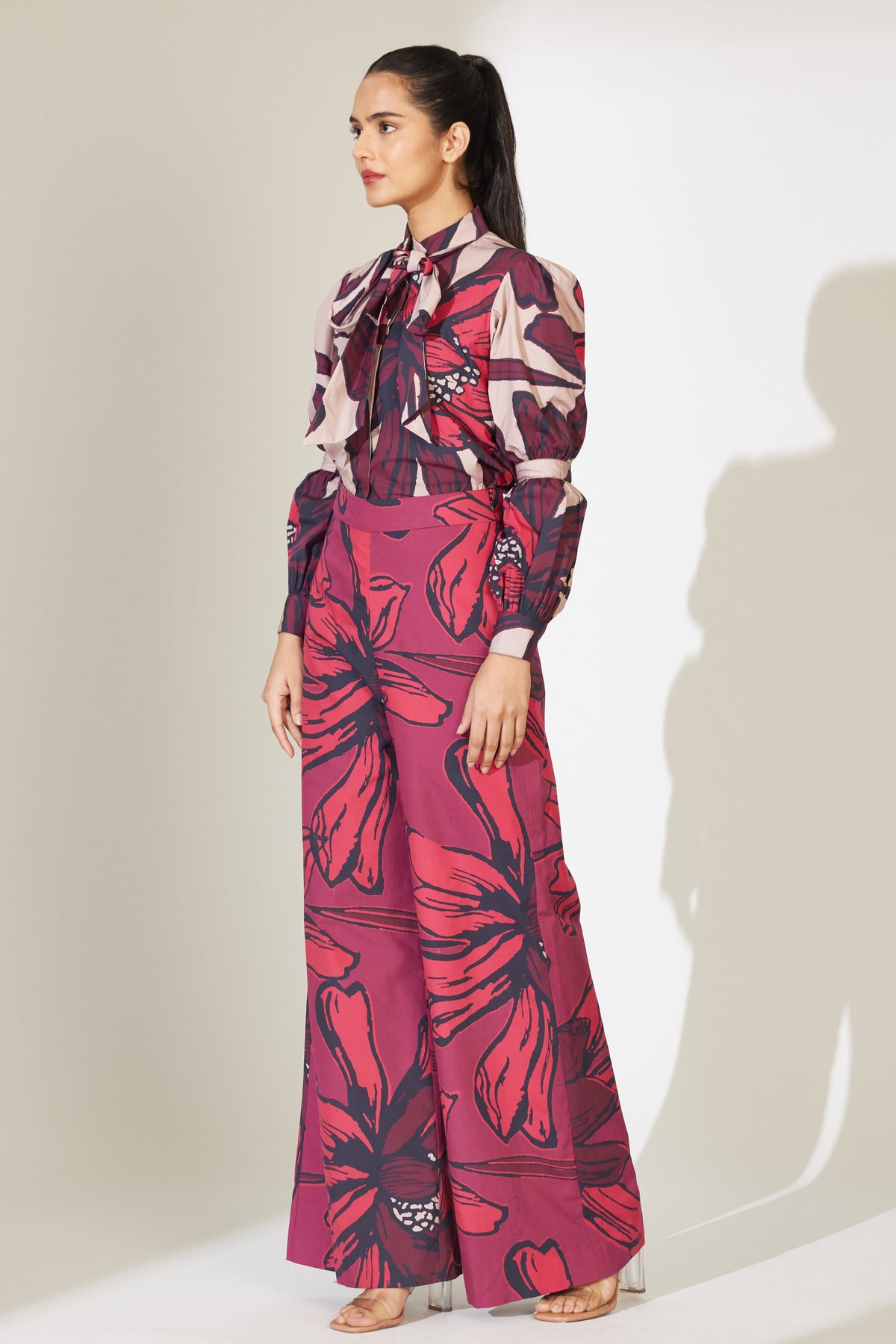 Red and Maroon Floral Pants