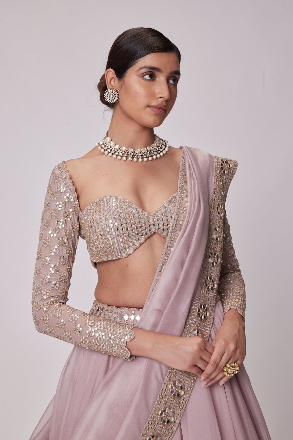 Ash Pink Lehenga Set