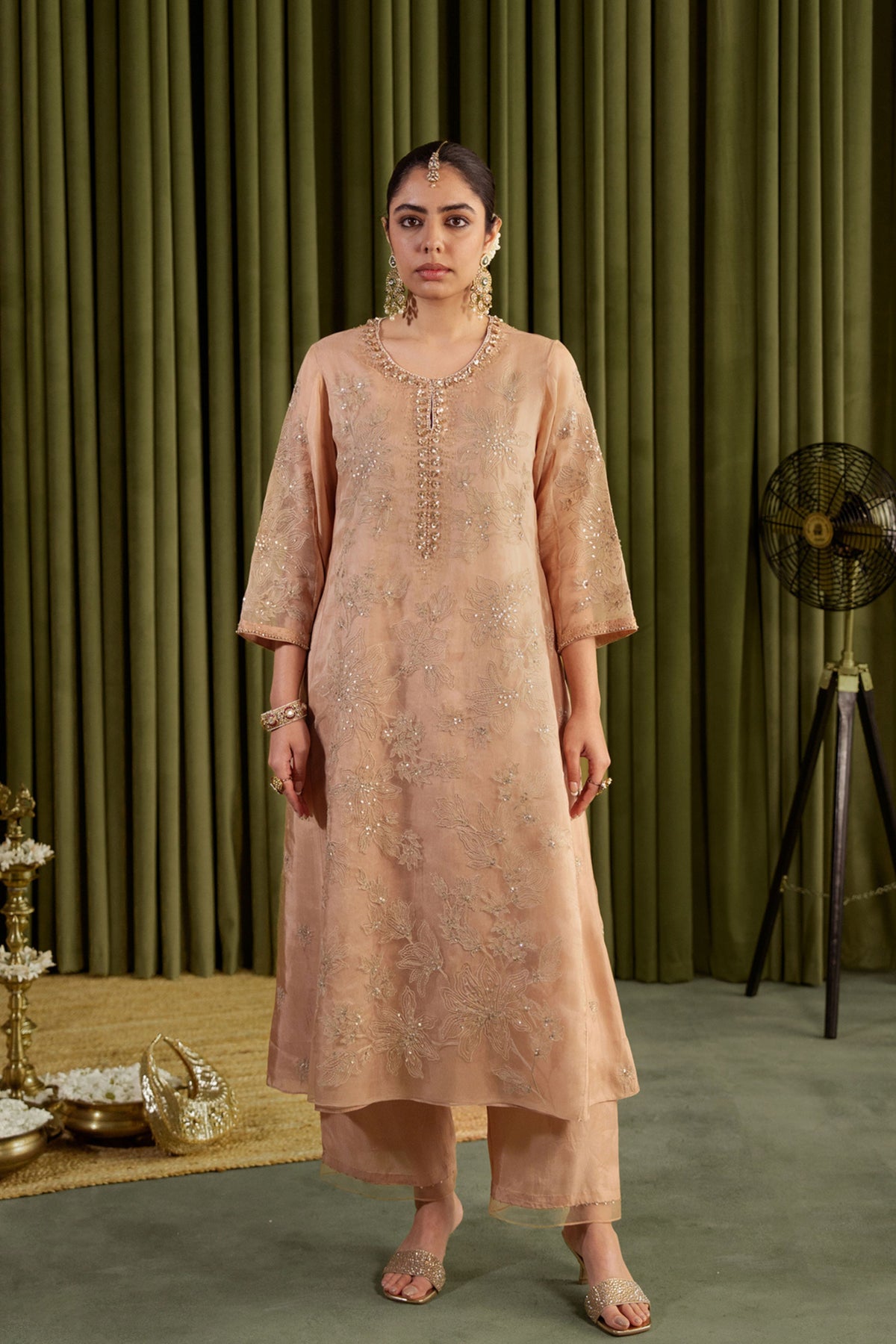 Golden Beige Kalidar Kurta Set