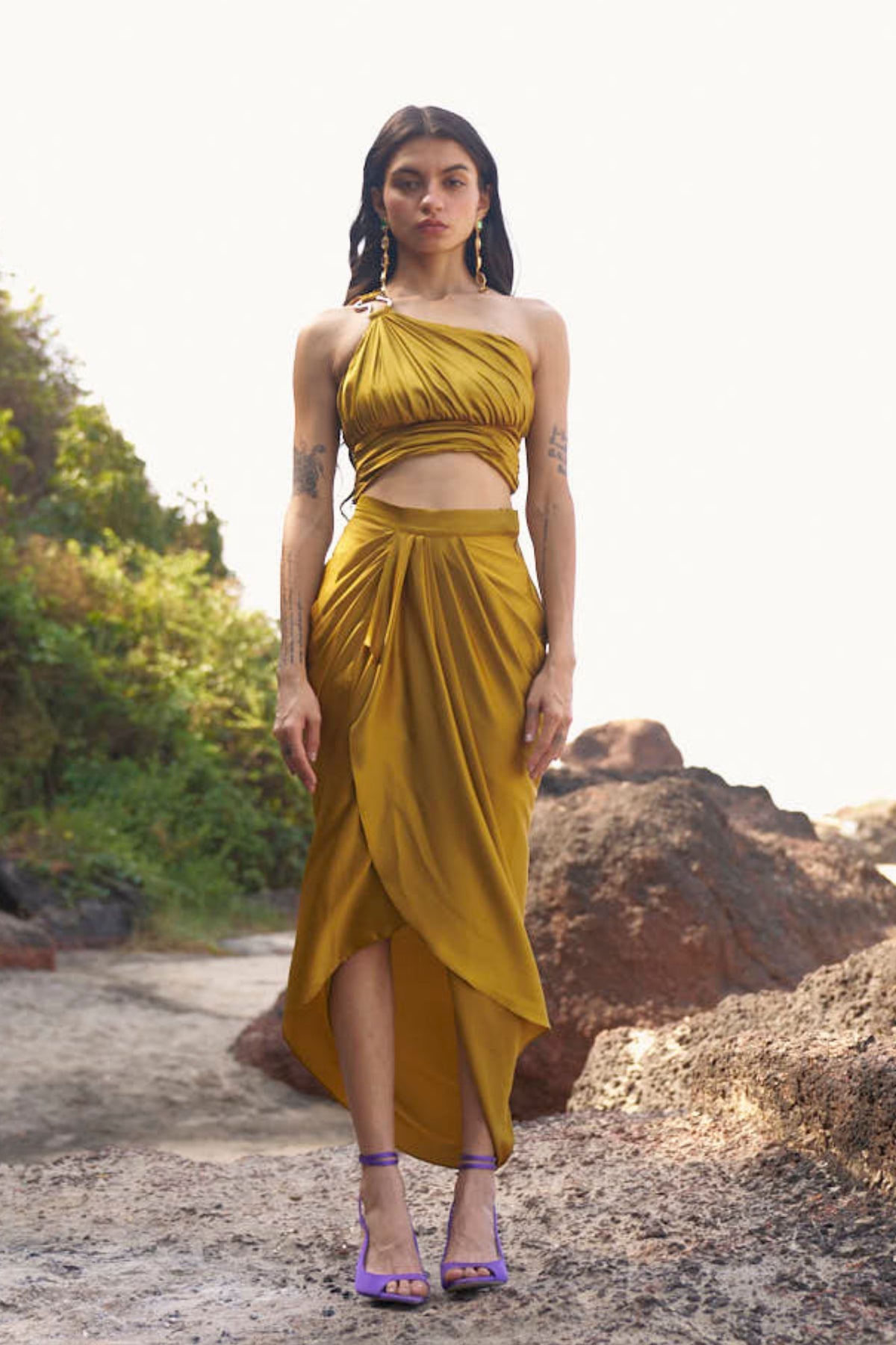 One Shoulder Draped Blouse