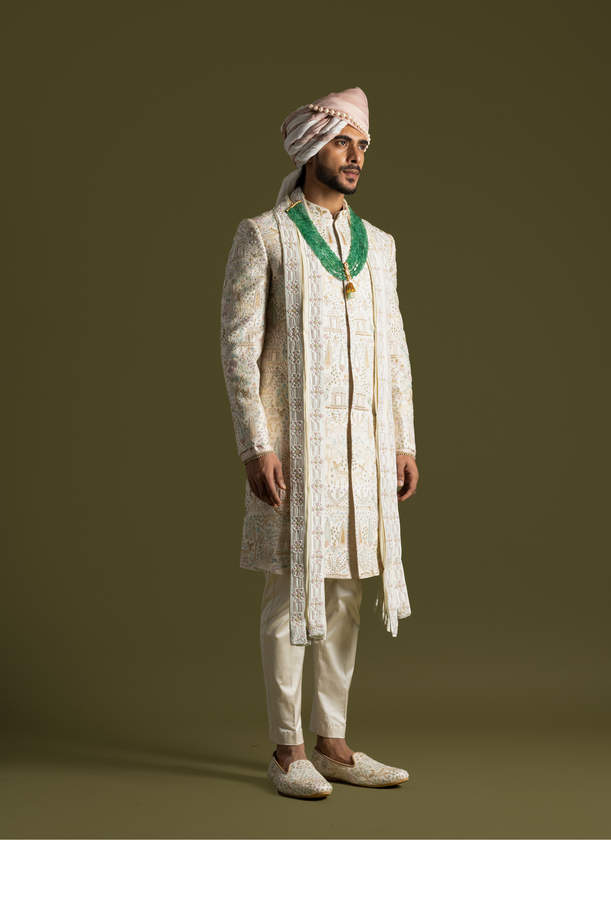 Cream Sherwani Set