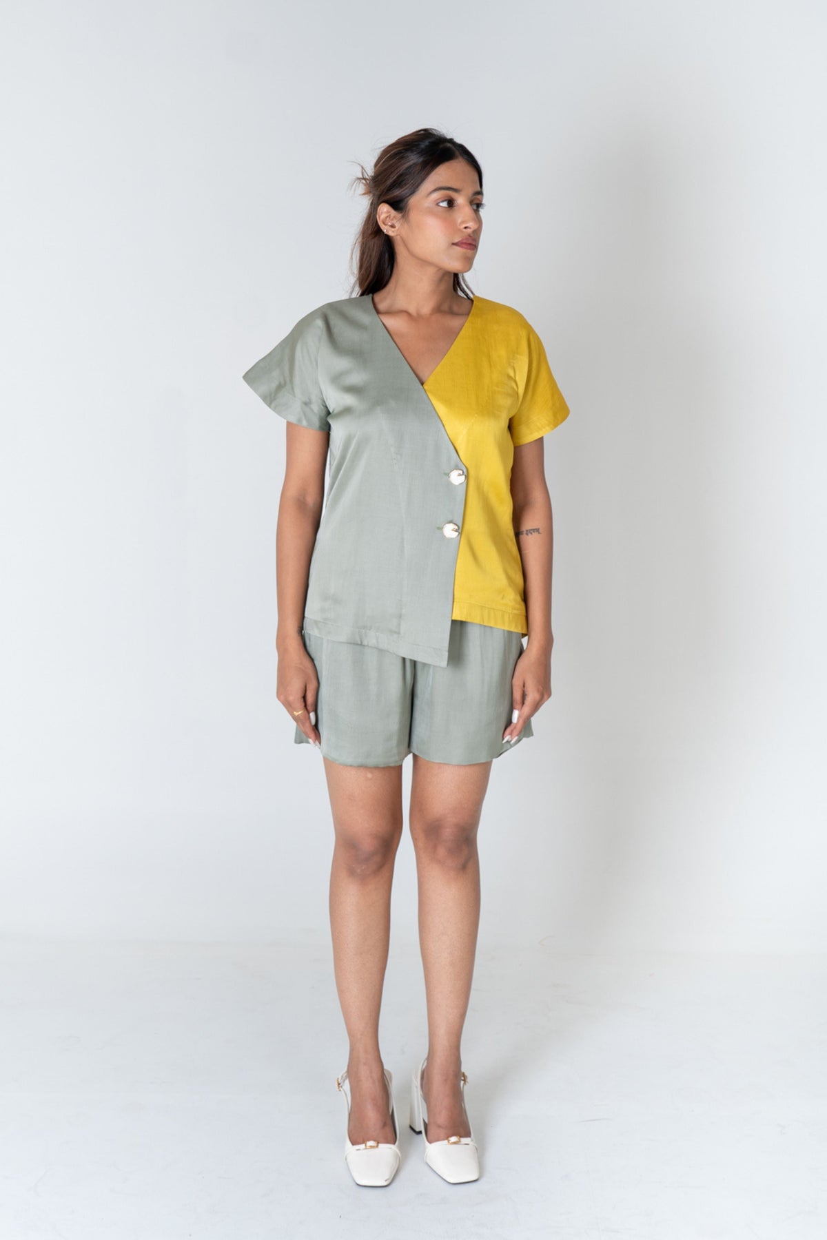 Green-yellow Short Co-ord Set