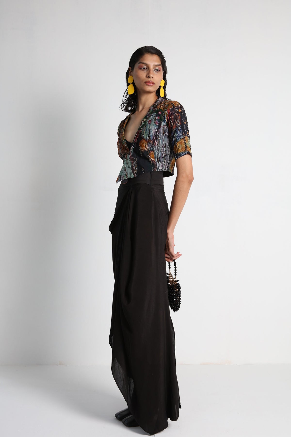 Multicolour Digital Embroidered Jacket Set