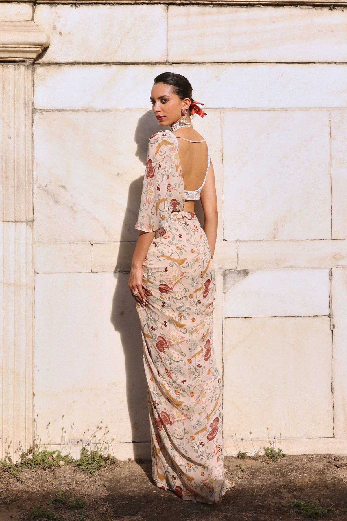Siya Blush Pink Draped Skirt Set
