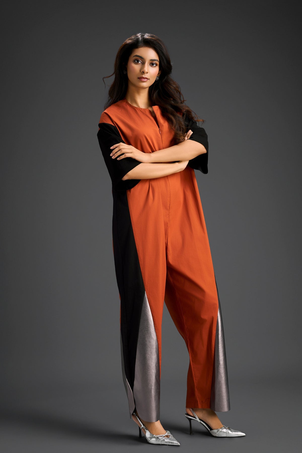 Colorblock Jumpsuit in Rust