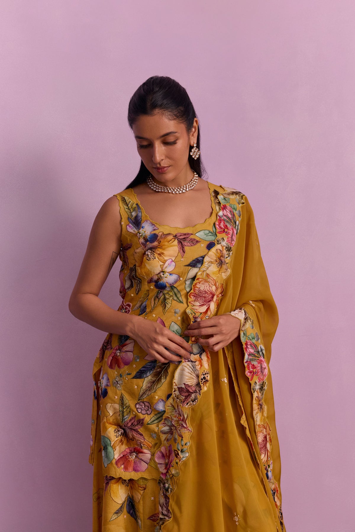 Mustard Shirin Sharara Set