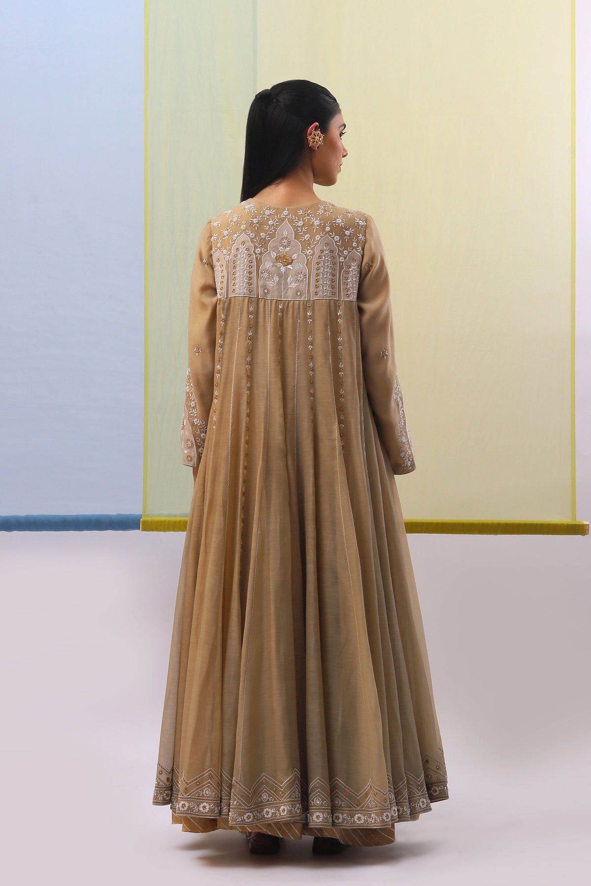 Beige Wahida Long Anarkali Set
