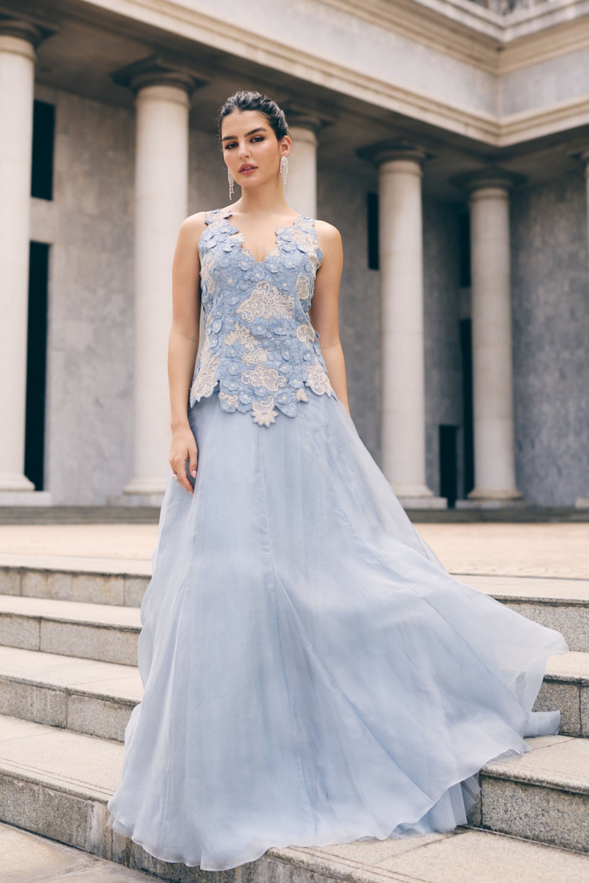 Sky Blue Skirt Set