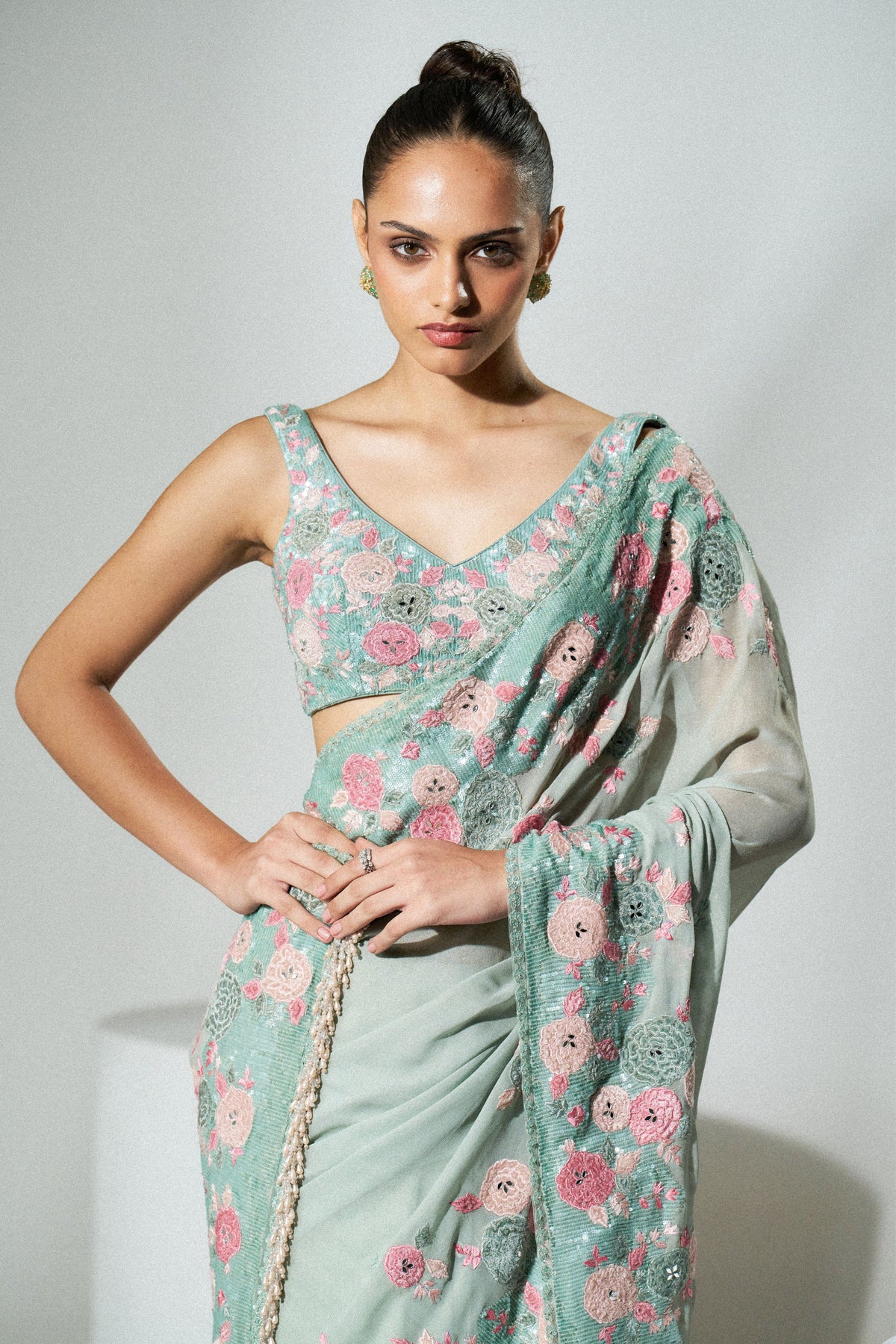 Sage Green Saree Set