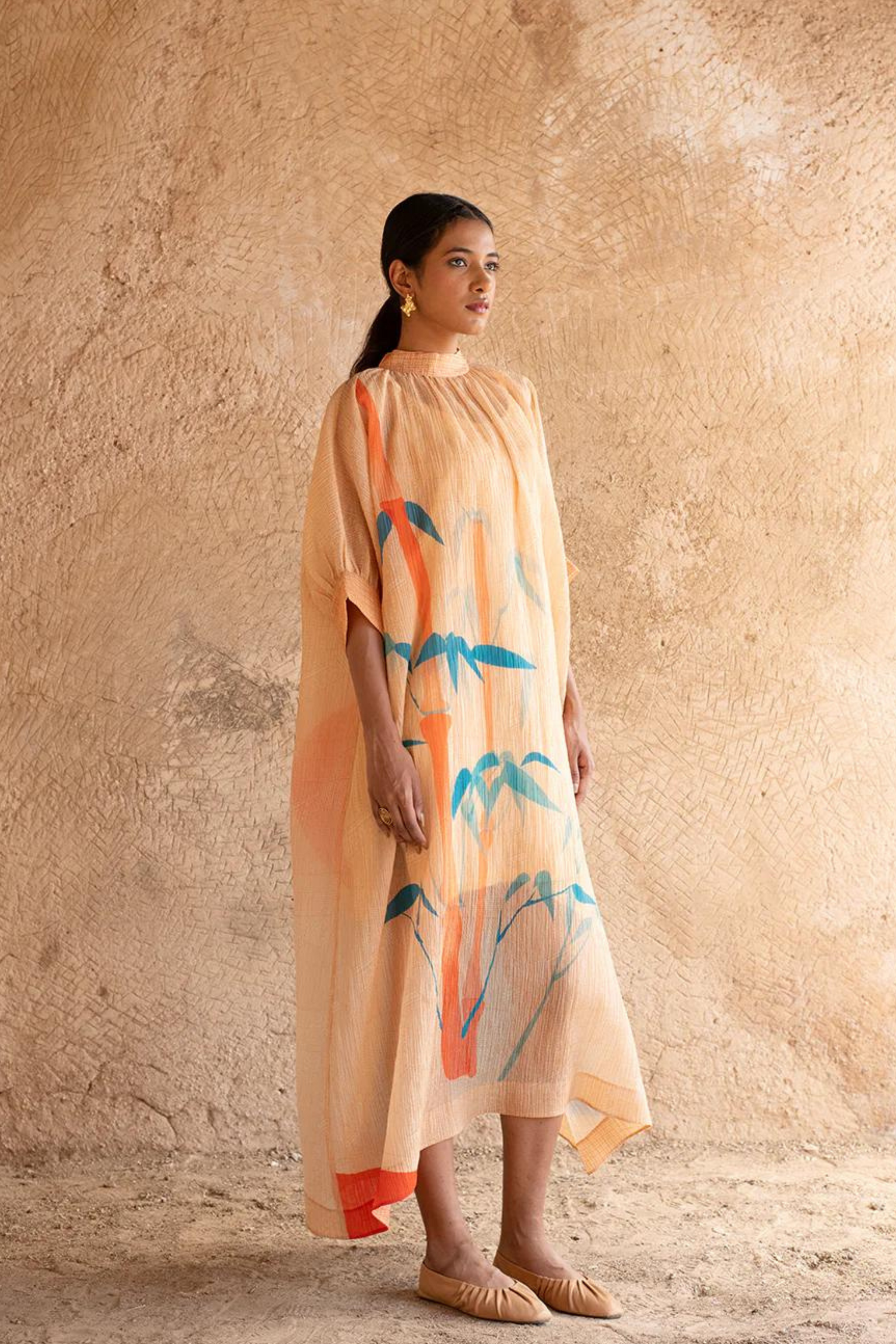 orange tunic dress Flax linen tunic dress for Halloween