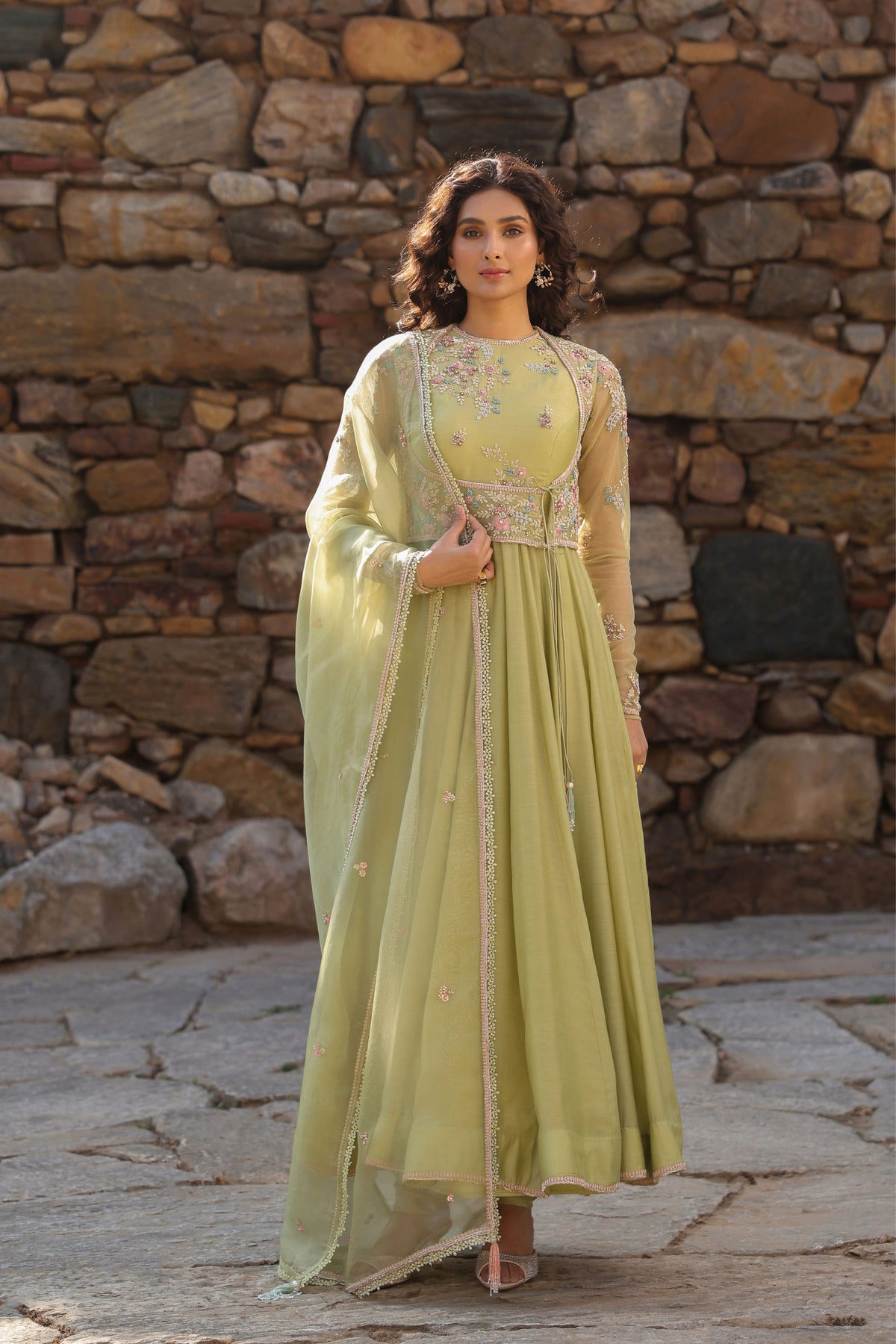 Vaayu Green Koti Anarkali Set