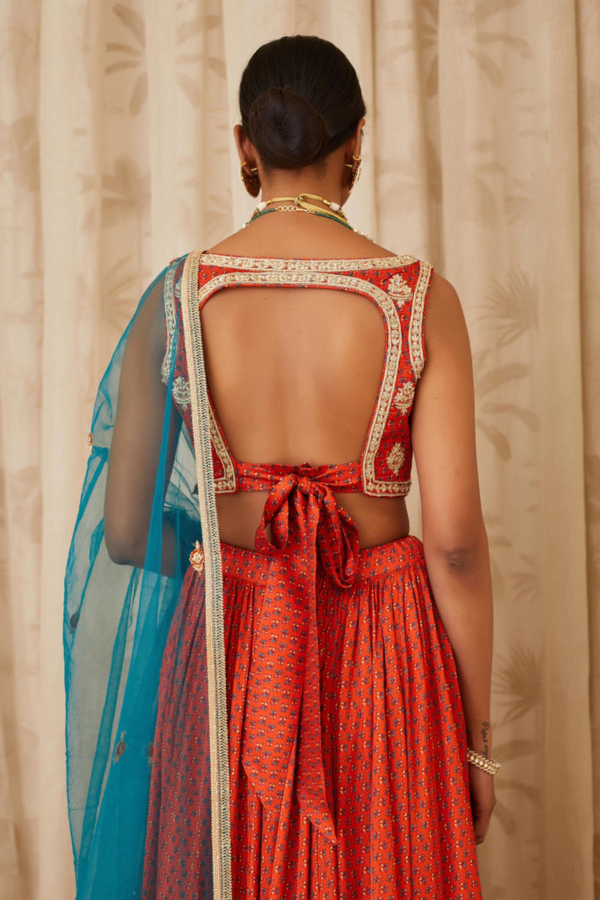 Burnt orange lehenga set