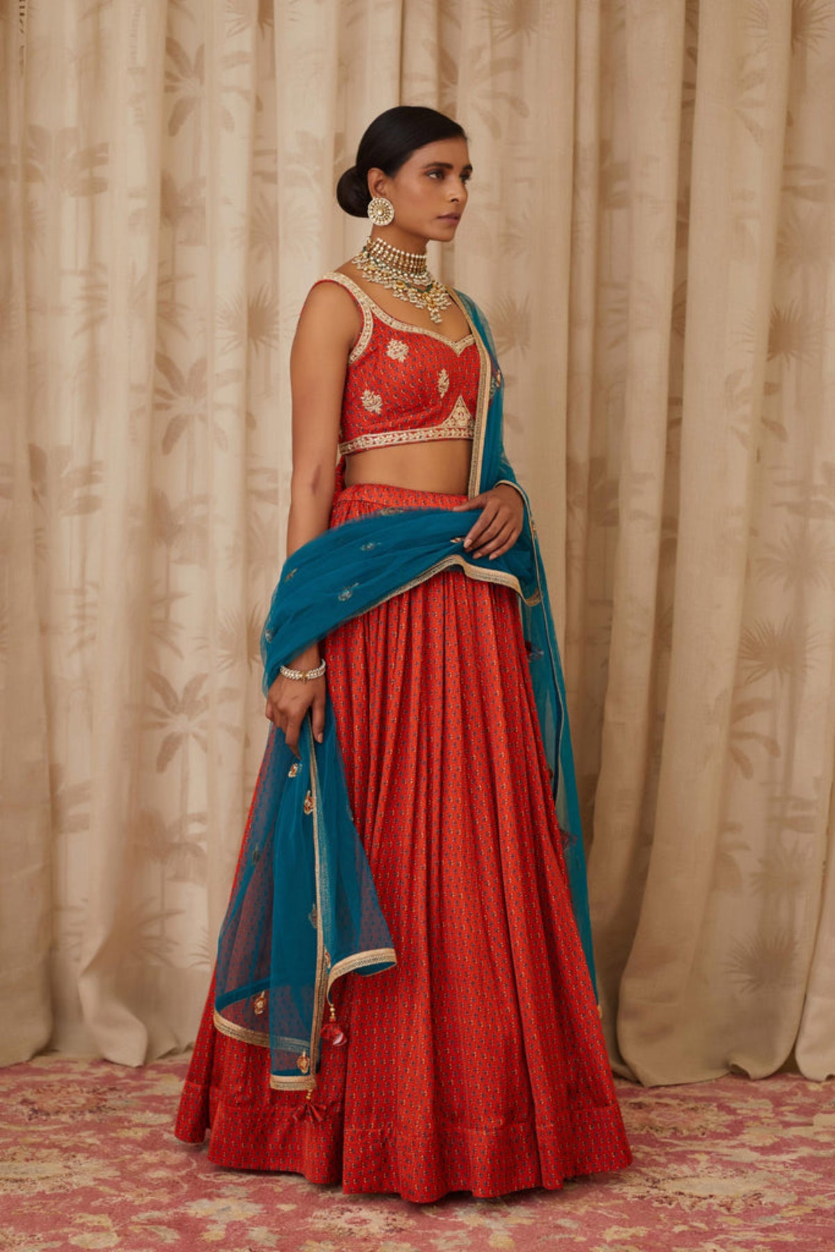 Burnt orange lehenga set