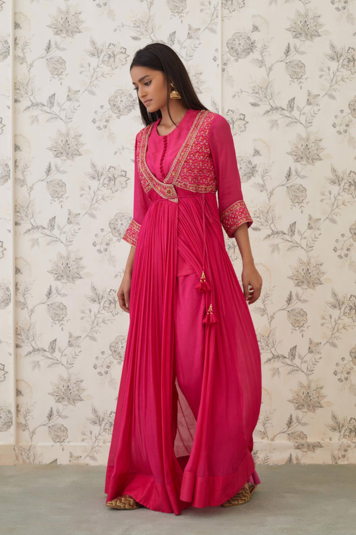 Hot pink angrakha set