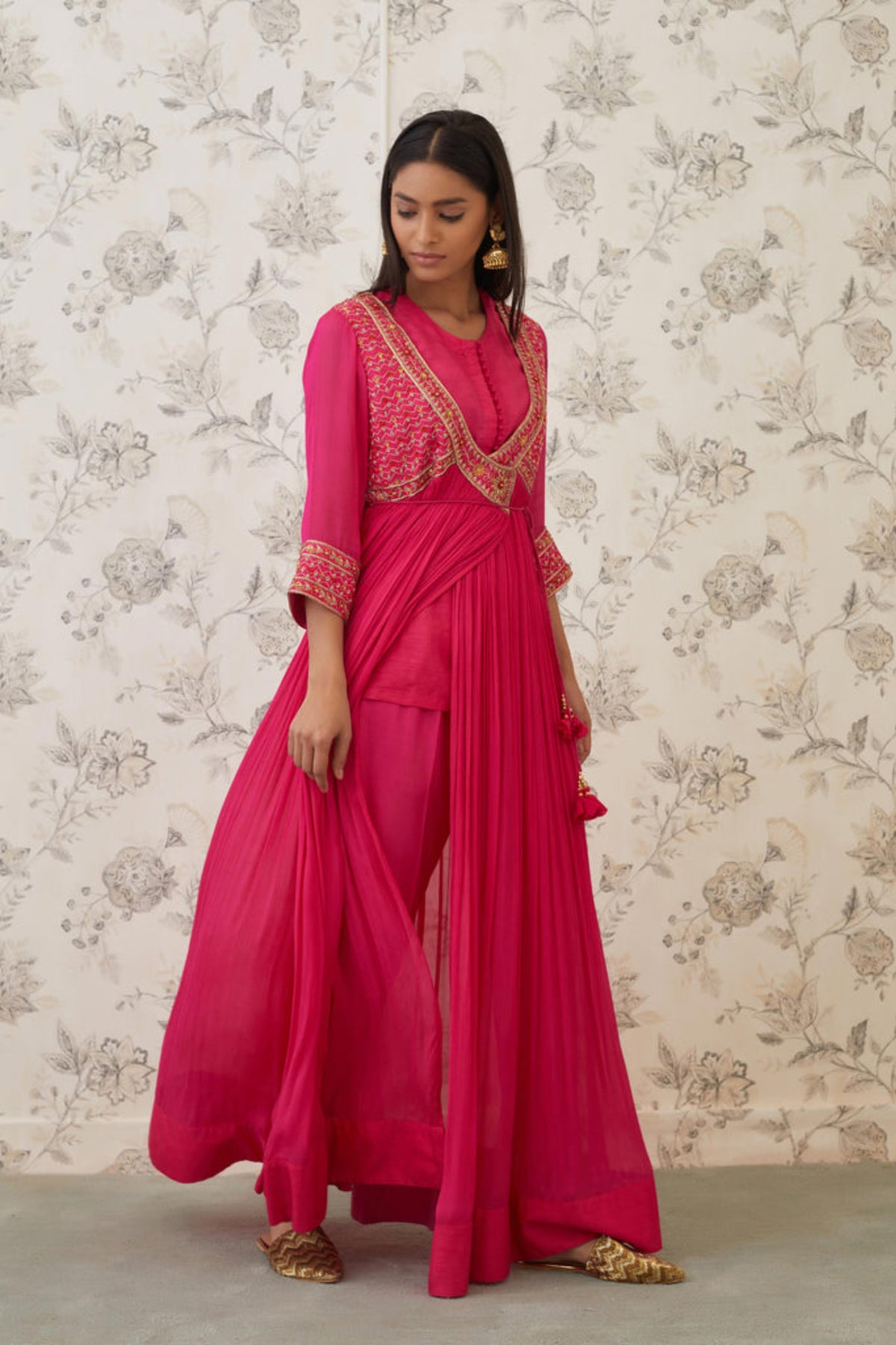 Hot pink angrakha set