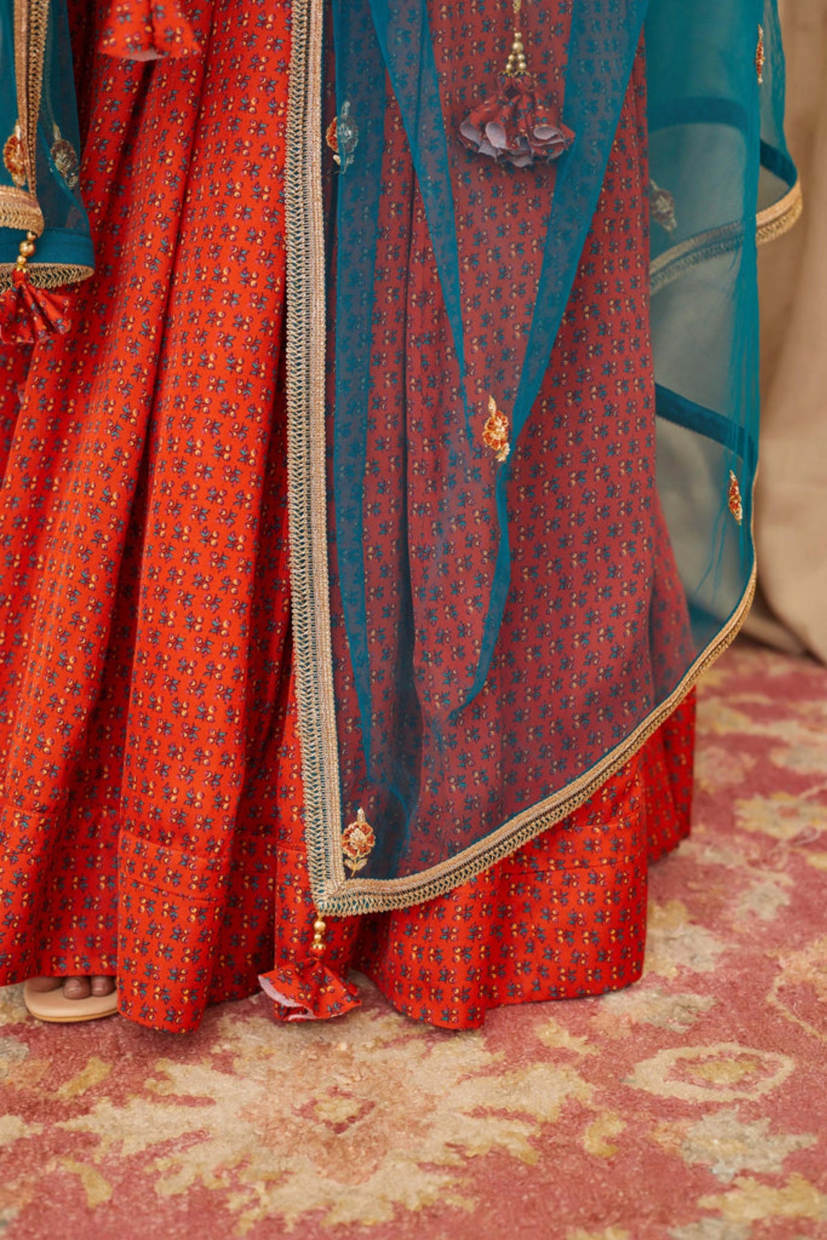 Burnt orange lehenga set