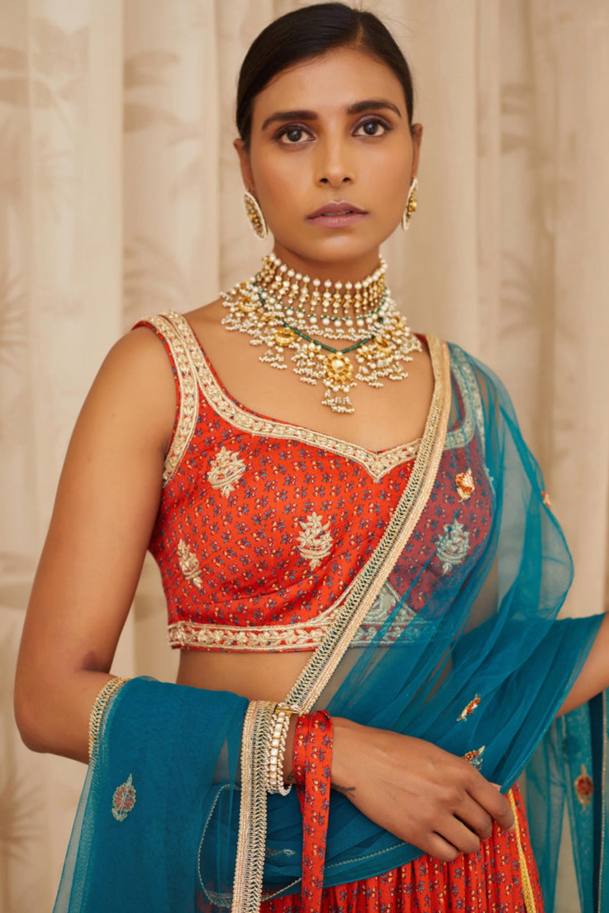 Burnt orange lehenga set