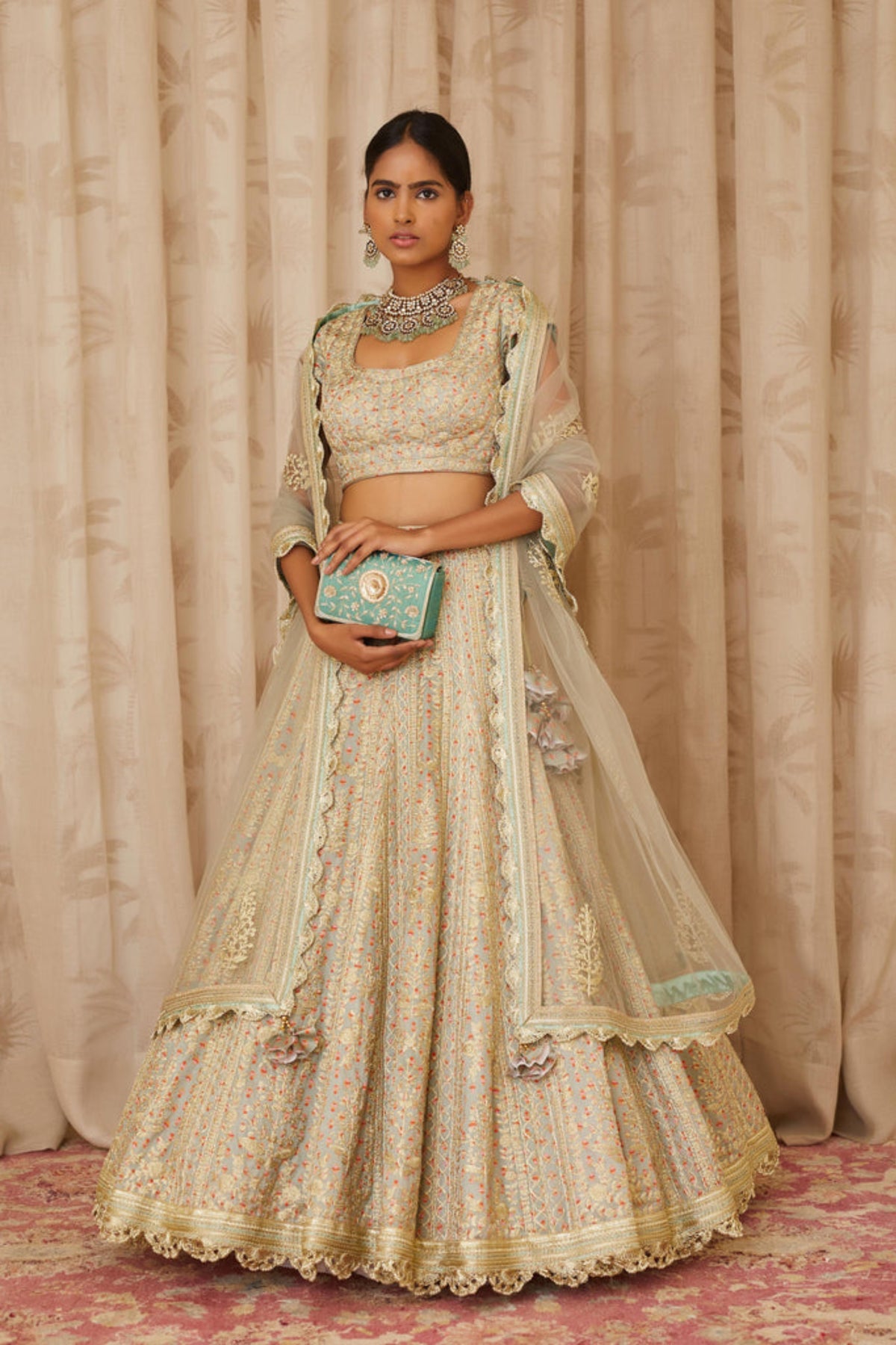 Silver and grey lehenga set