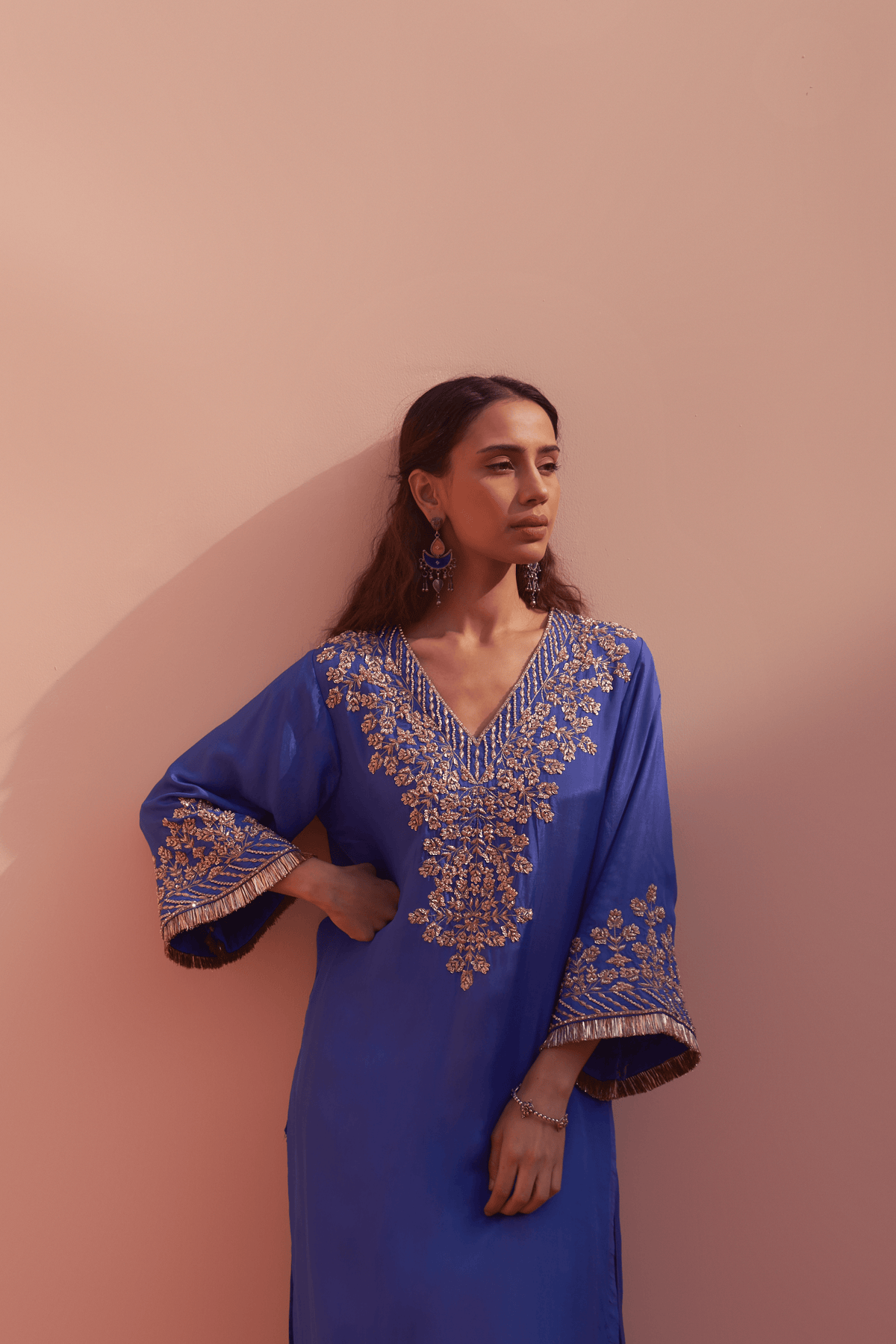 Blue Silk Choga Set