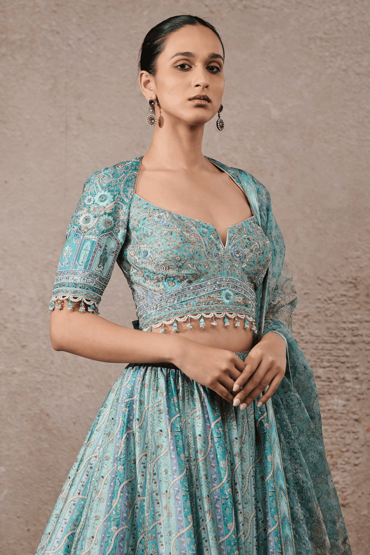 Printed Abstract Floral Lehenga