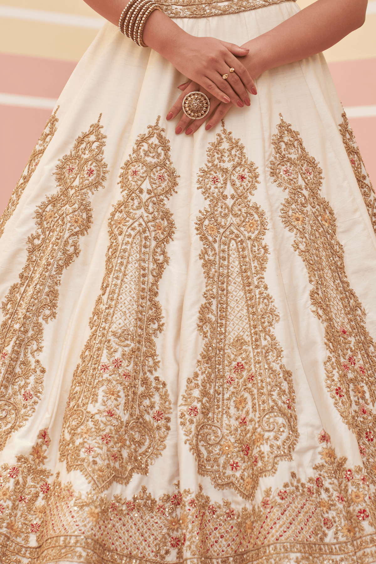 Embroidered Raw Silk Lehenga Set
