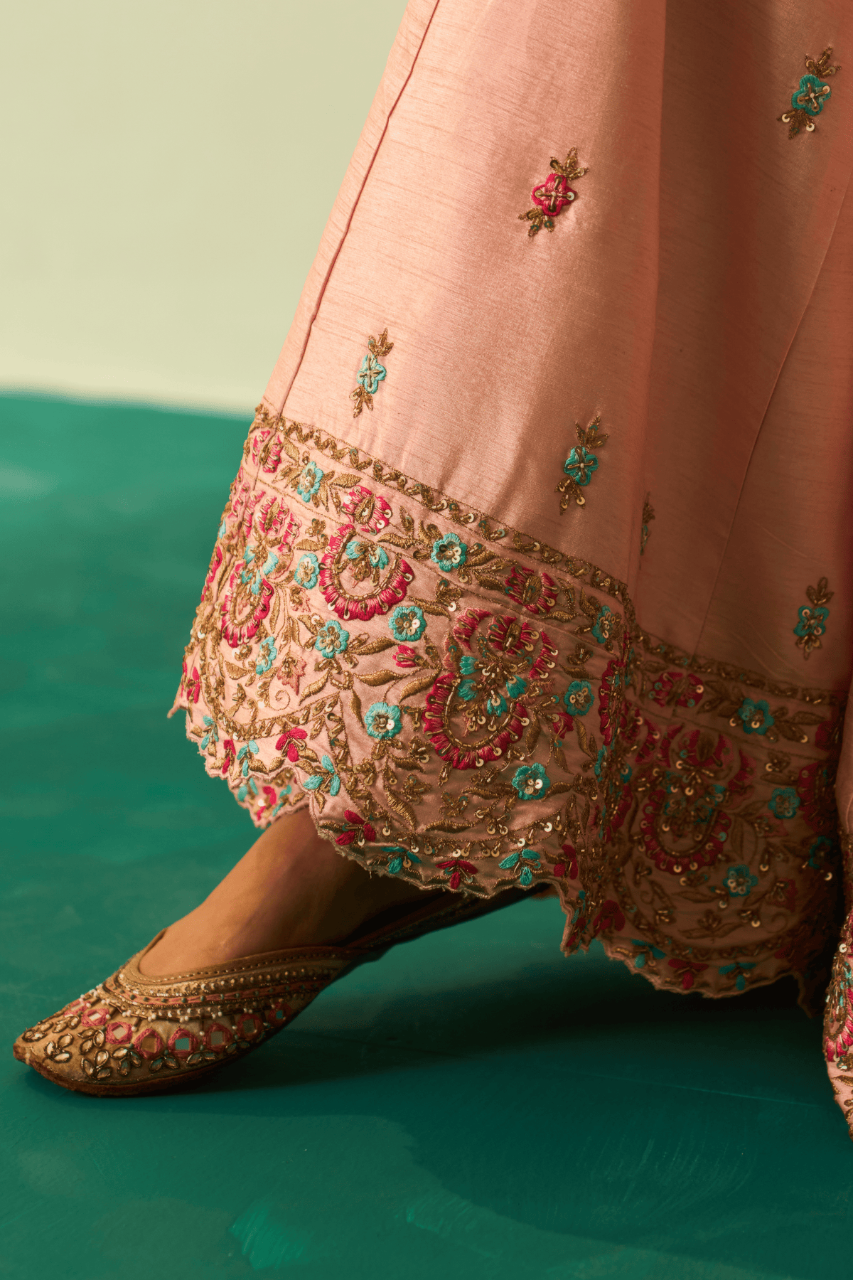 Pink Raw Silk Sharara Set